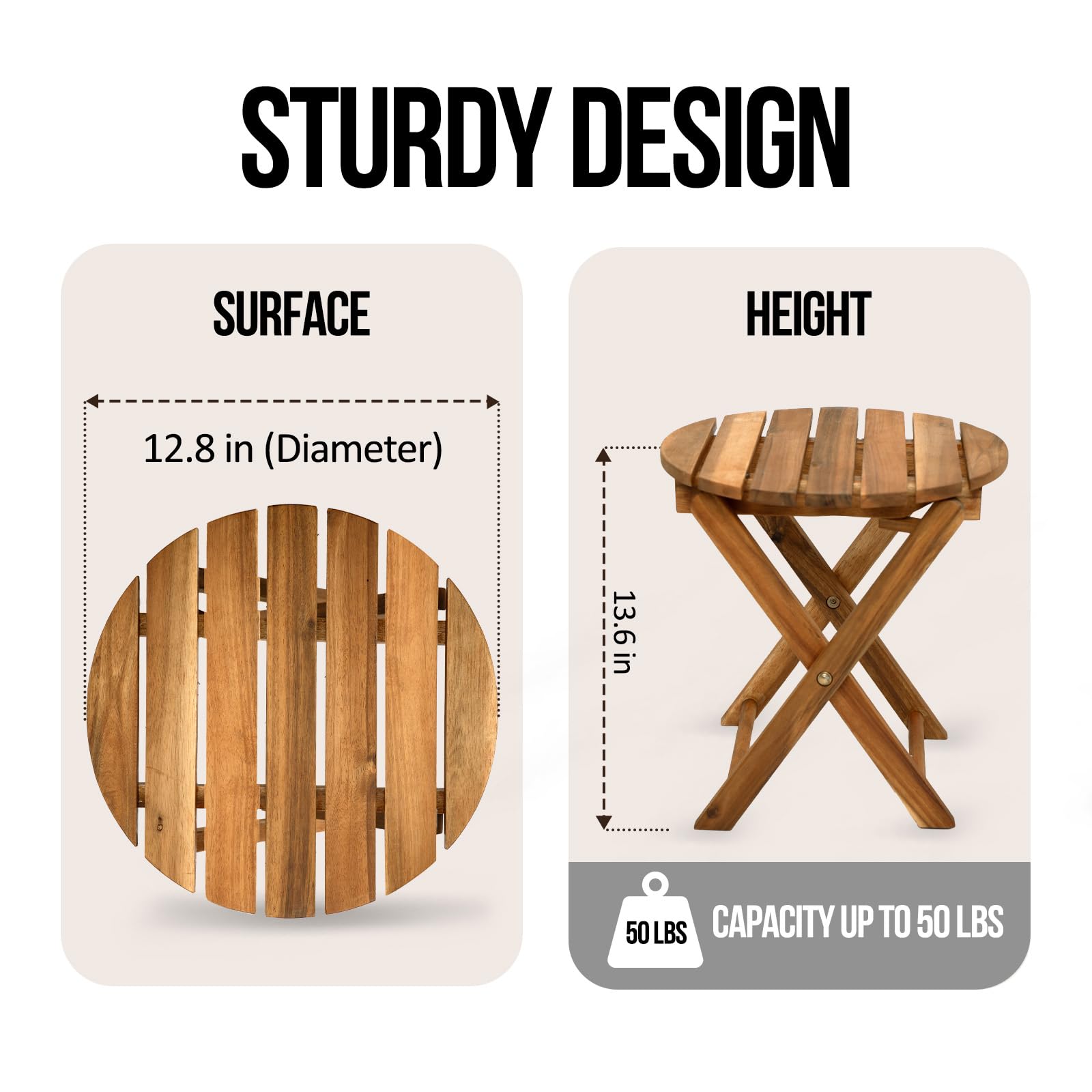2-Pack Small Folding Wooden Tables - Round 13