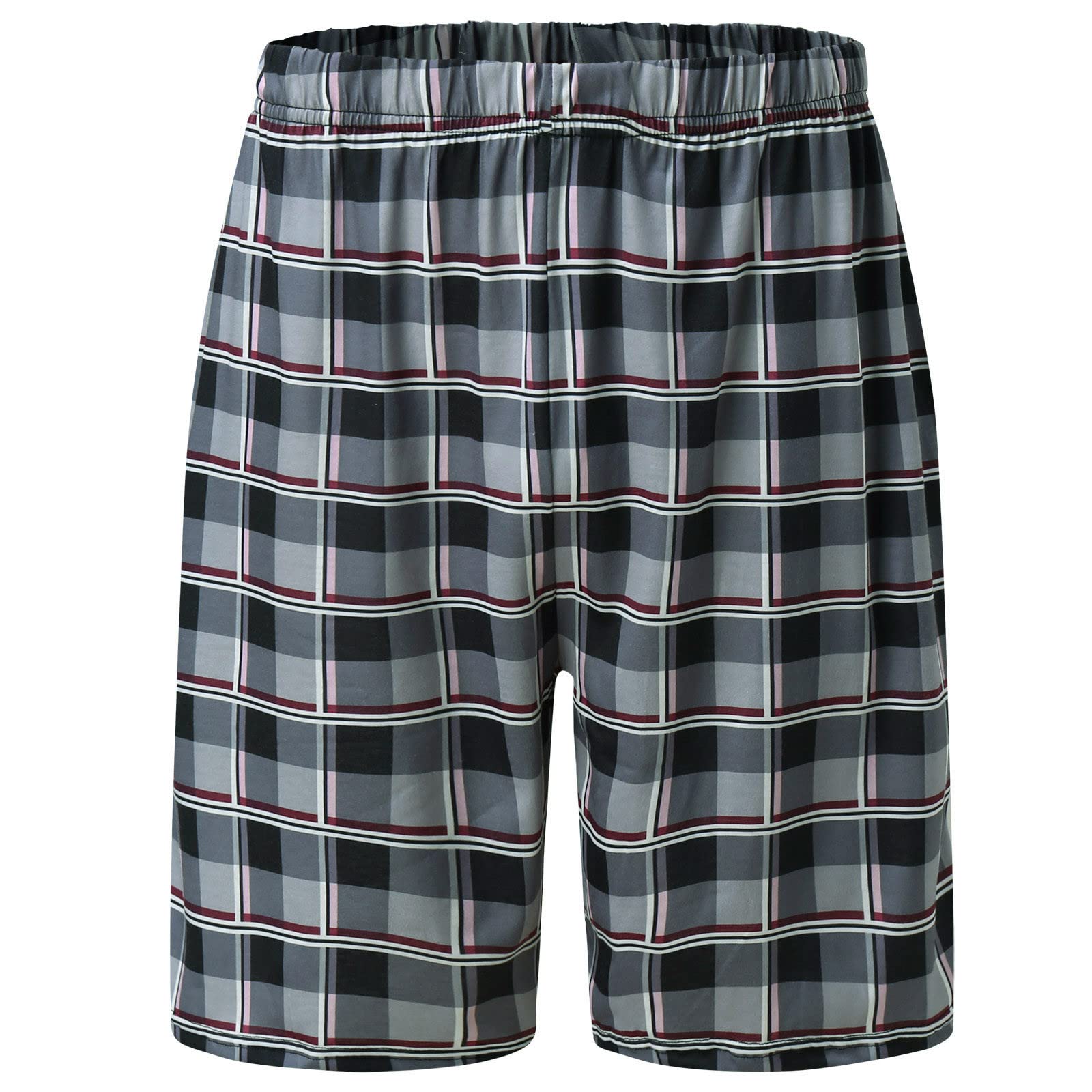 Men's Cotton Polyester Spandex Blend Plaid Pajama Shorts with Pockets - Breathable & Stretchy Sleepwear for Lounging, Travel & Summer Nights