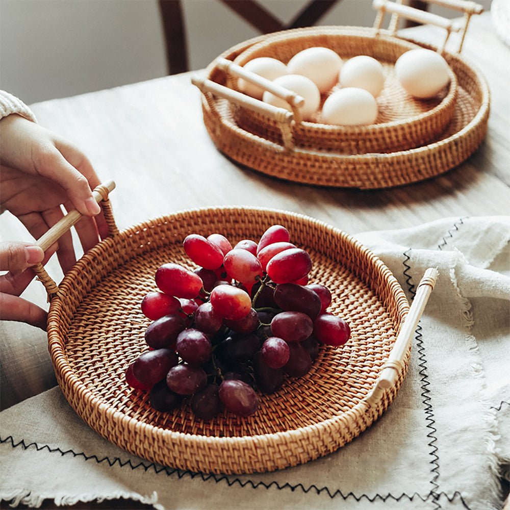 Lito Light Woven Tray - Natural Rattan Storage Basket for Home Decor | Perfect for Living Room, Bedroom & Bathroom Organization