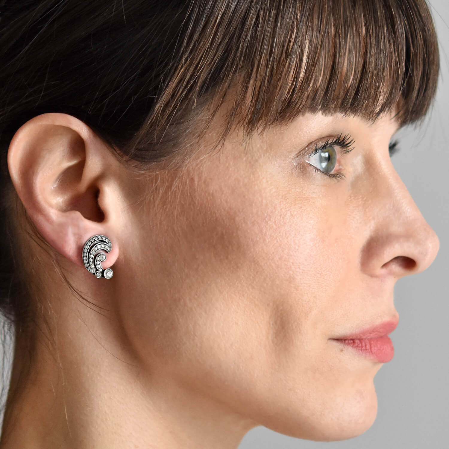 Vintage .835 Silver French Clip-On Earrings for Women - Left & Right Pair | Elegant Retro Jewelry for Parties, Weddings & Special Occasions