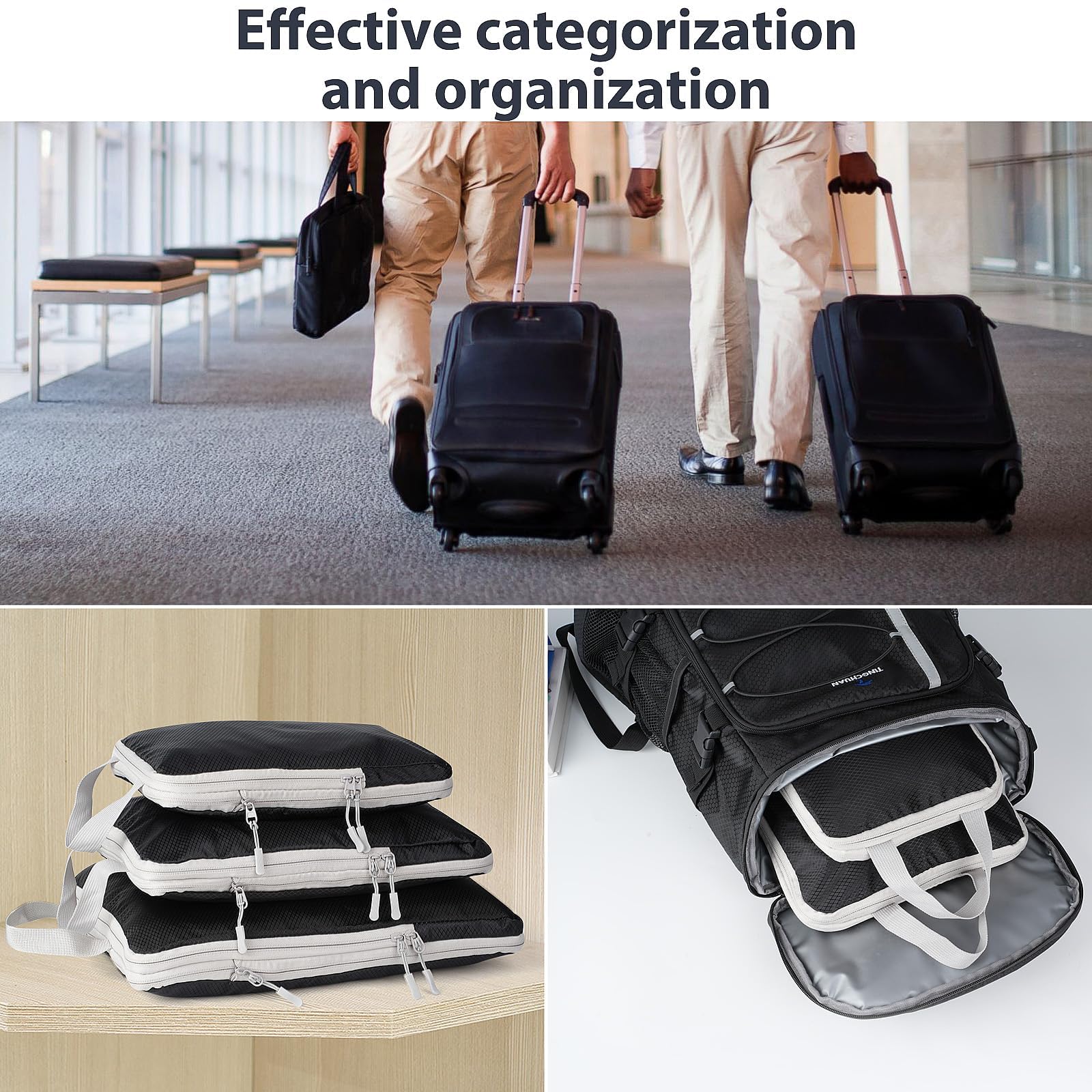 8-Piece Compression Packing Cubes for Travel - Space Saving Double Zipper Luggage Organizer - Perfect for Suitcases, Backpacks & Carry-Ons