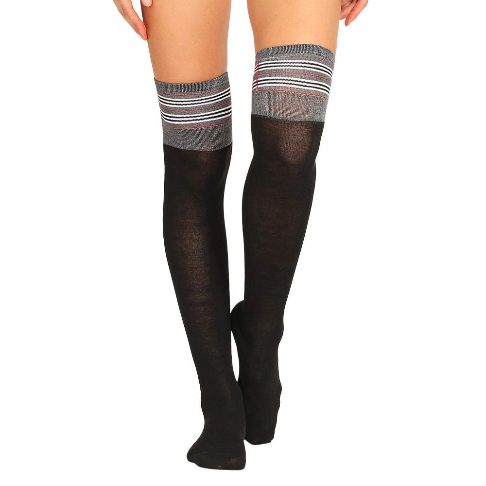 Women's Running Socks 3 Pairs - Fashionable Knee High Compression Socks with Striped Design for Athletic Performance & Style - Perfect for Jogging, Gym Workouts and Casual Wear