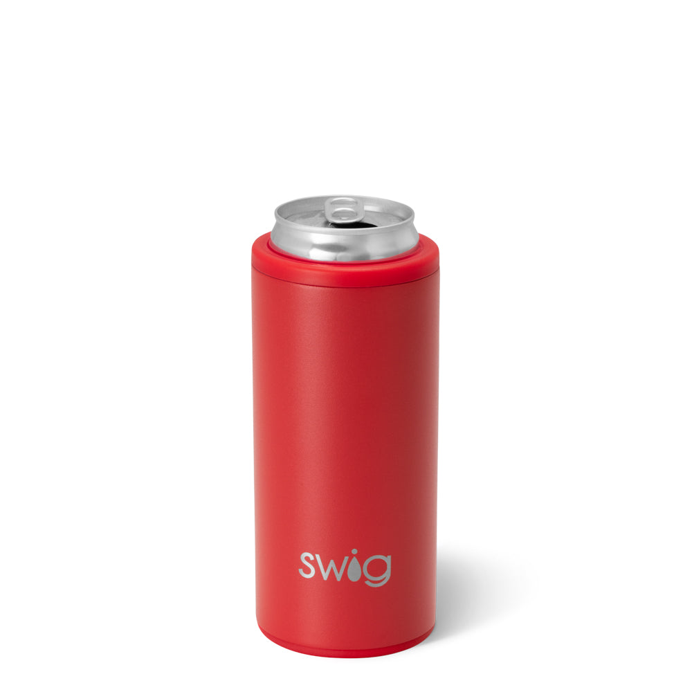 Red Skinny Can Cooler 12oz - Insulated Beer Sleeve for Cans & Bottles | Perfect for Camping, BBQs & Outdoor Parties | Keep Drinks Cold & Hands Dry