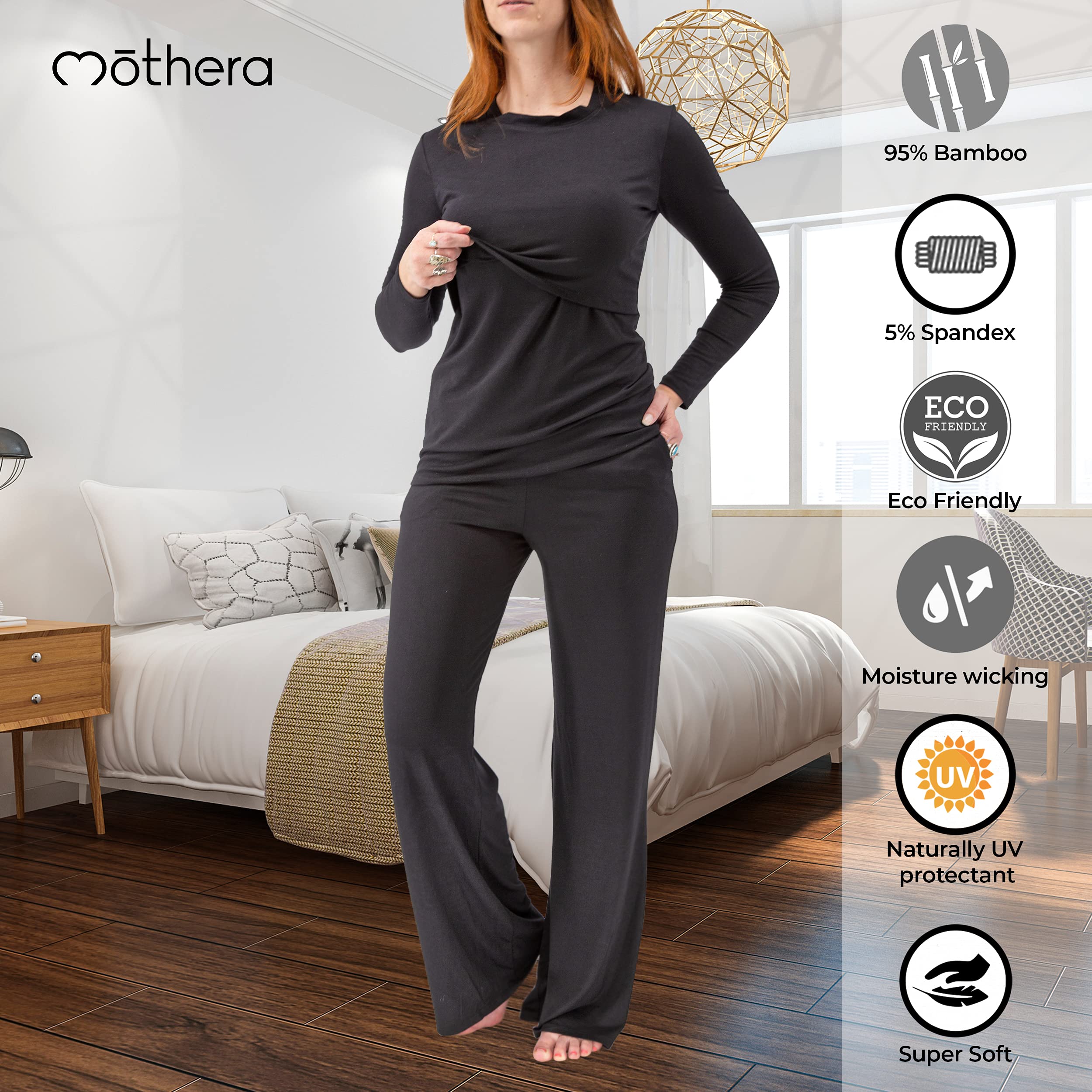 Postpartum Pajamas for Breastfeeding Moms - Soft Maternity Loungewear Set with Adjustable Drawstring for Comfortable Nursing (Perfect for Hospital Stay, Nighttime Feeding & Postpartum Recovery)
