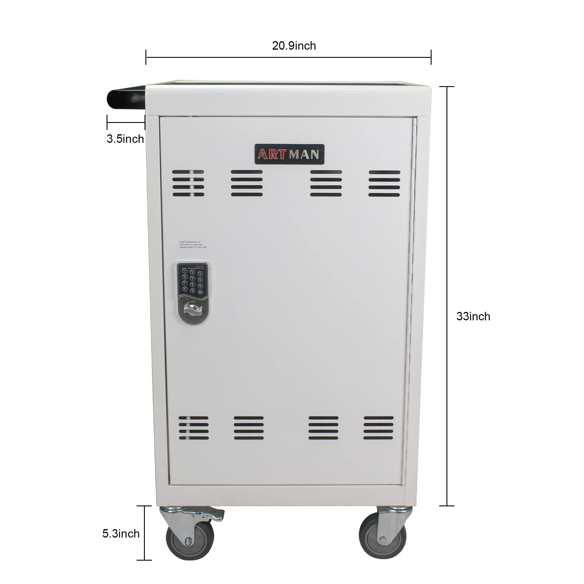 30-Device Mobile Charging Cart with Surge Protection - Secure Storage Cabinet for Tablets, iPads, Chromebooks & Laptops up to 17