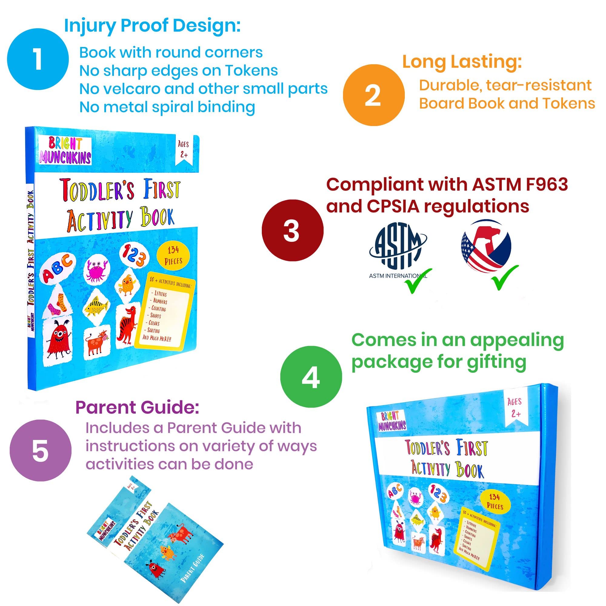 Toddler Busy Book for Ages 2-4 - Montessori Preschool Learning Activities with 134 Pieces & 10+ Educational Games | Sensory Toys for Autism & Early Childhood Development | Perfect for Travel, Home & Classroom Use