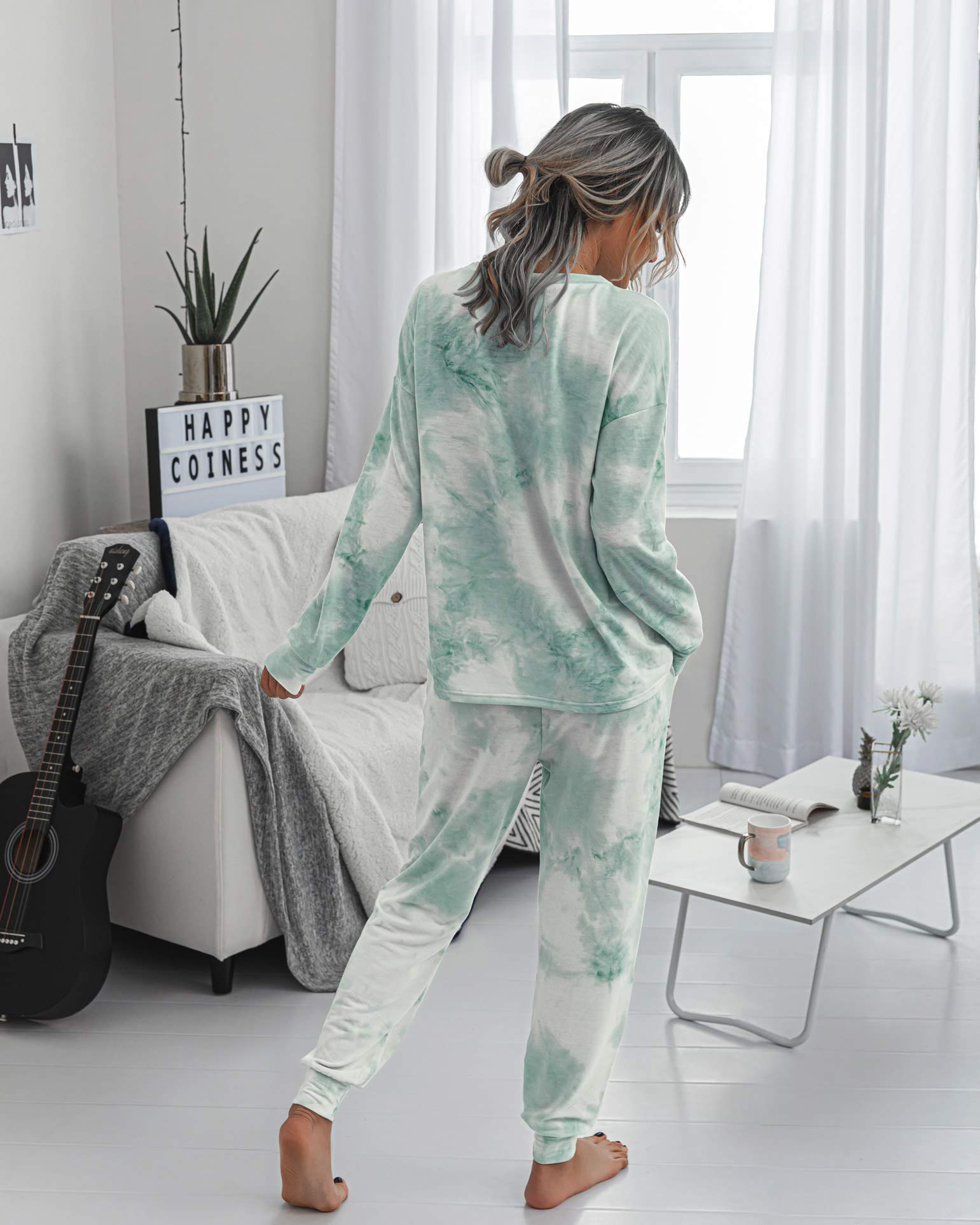 TSMNZMU Women's Pajama Sets - Tie Dye Sleepwear 2 Piece Set with Long Sleeve Pullover Top & Pockets Jogger Pants | Cozy Lounge Wear for Home, Sleep & Relaxation