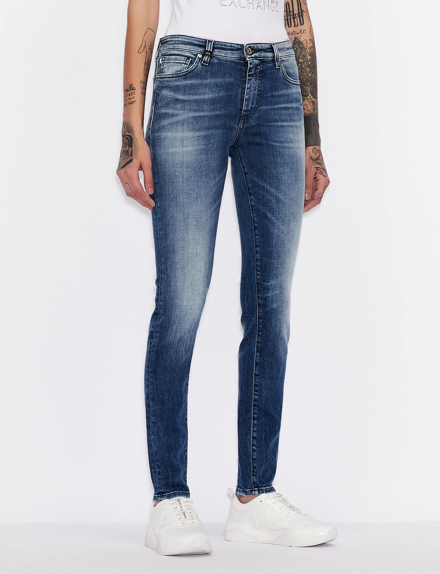 Armani Exchange Women's Classic Denim Skinny Jeans - High Waist Stretch Comfort Fit for Casual Wear & Night Out