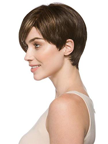 Ellen Wille Short Asymmetrical Boy Cut Synthetic Wig - Soft Tapered Neckline & Angled Fringe with Left Monofilament Part (Black) | Comfortable & Stylish Hair Solution for Hair Loss, Daily Wear & Special Occasions