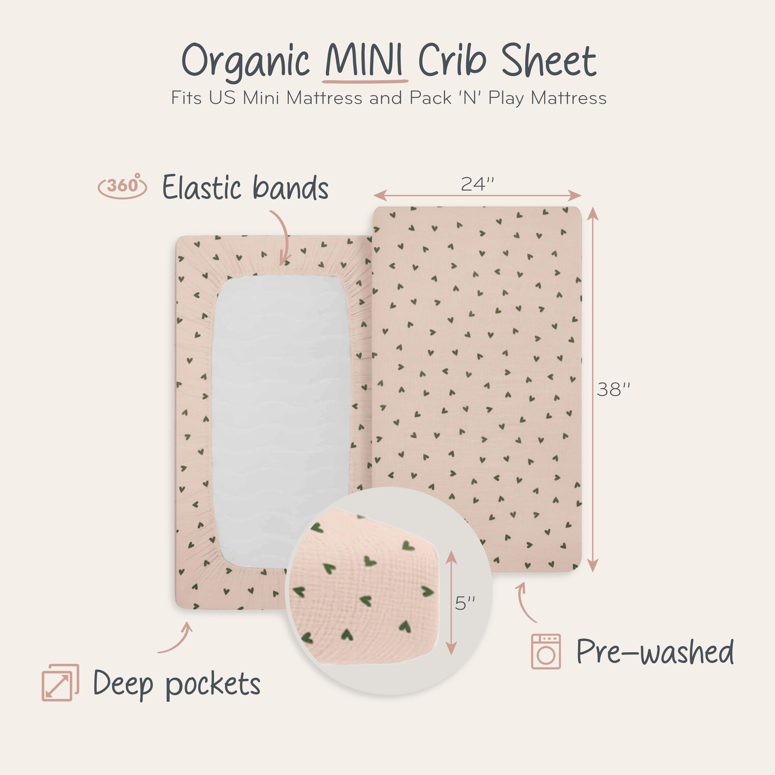 Organic Cotton Mini Crib Sheet 24