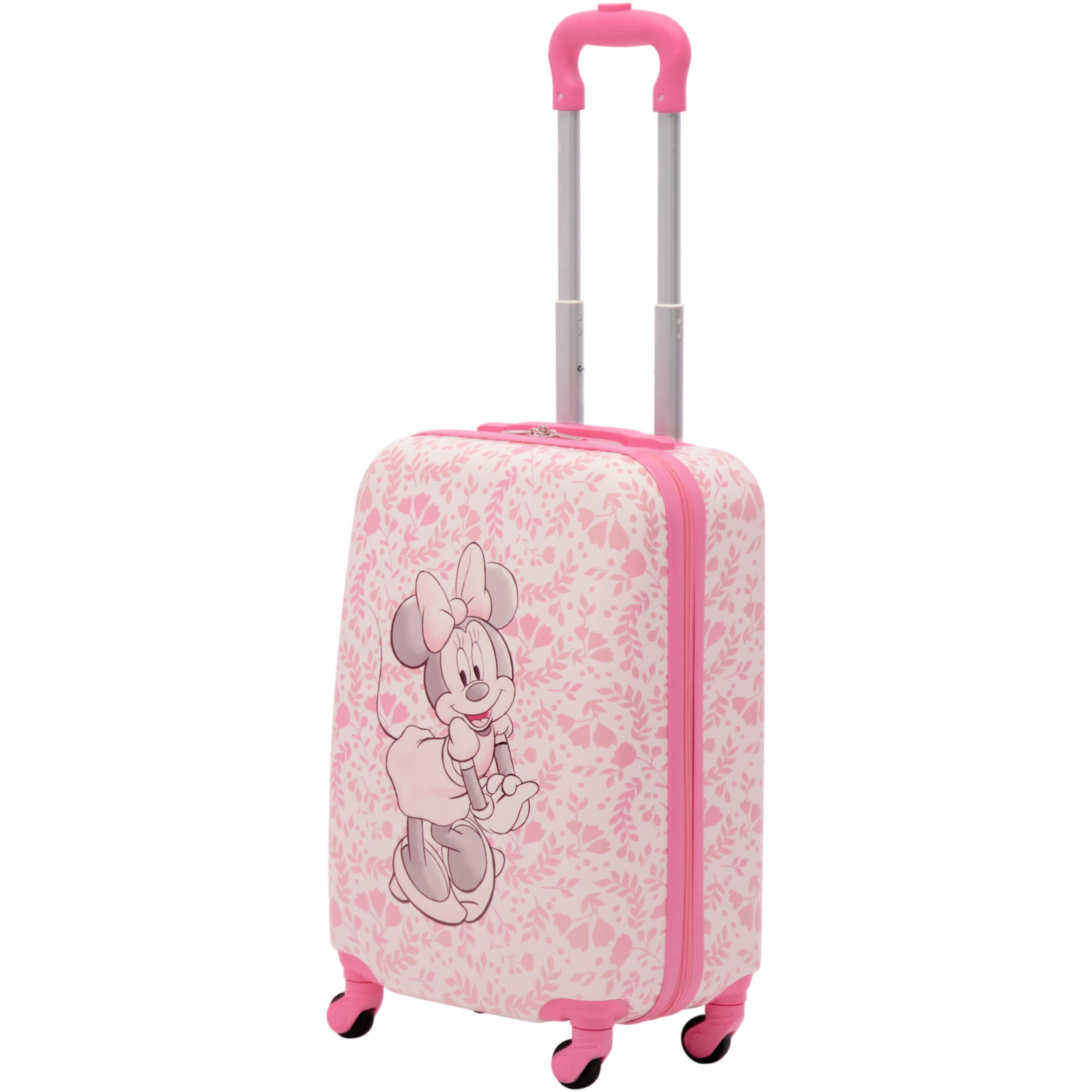 Disney Minnie Mouse 21 Inch Hardshell Spinner Luggage - Pink Floral Rolling Carry On Suitcase for Kids & Teens | Perfect for Air Travel, School Trips & Family Vacations