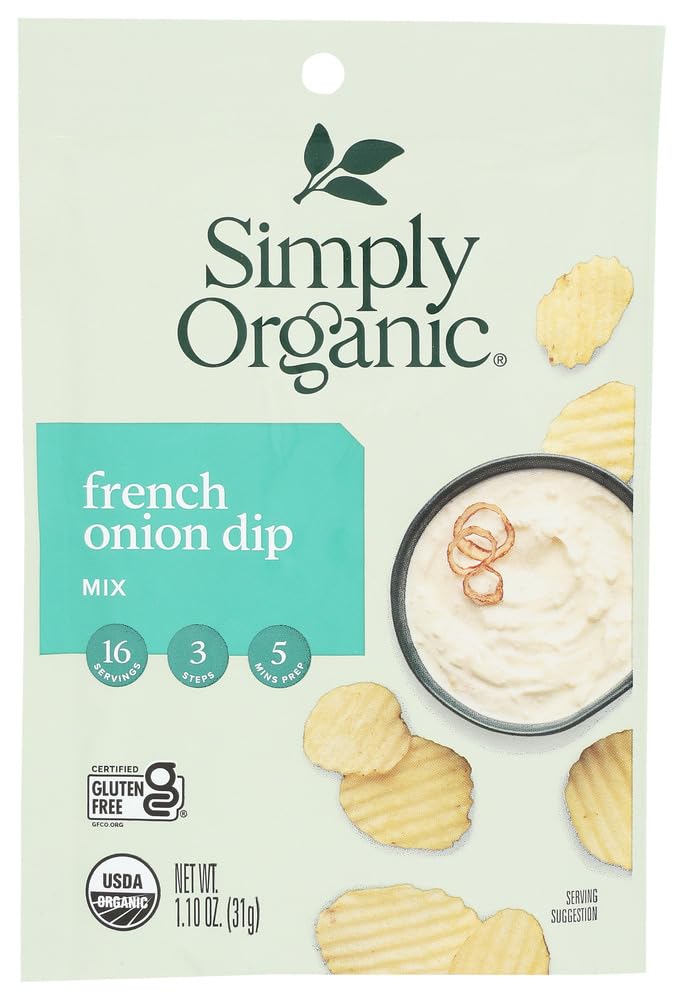 Simply Organic French Onion Dip Mix, 1.1 Ounce (Pack of 12) – All Natural Seasoning for Chips, Veggies & Party Snacks – Gluten Free & Non-GMO