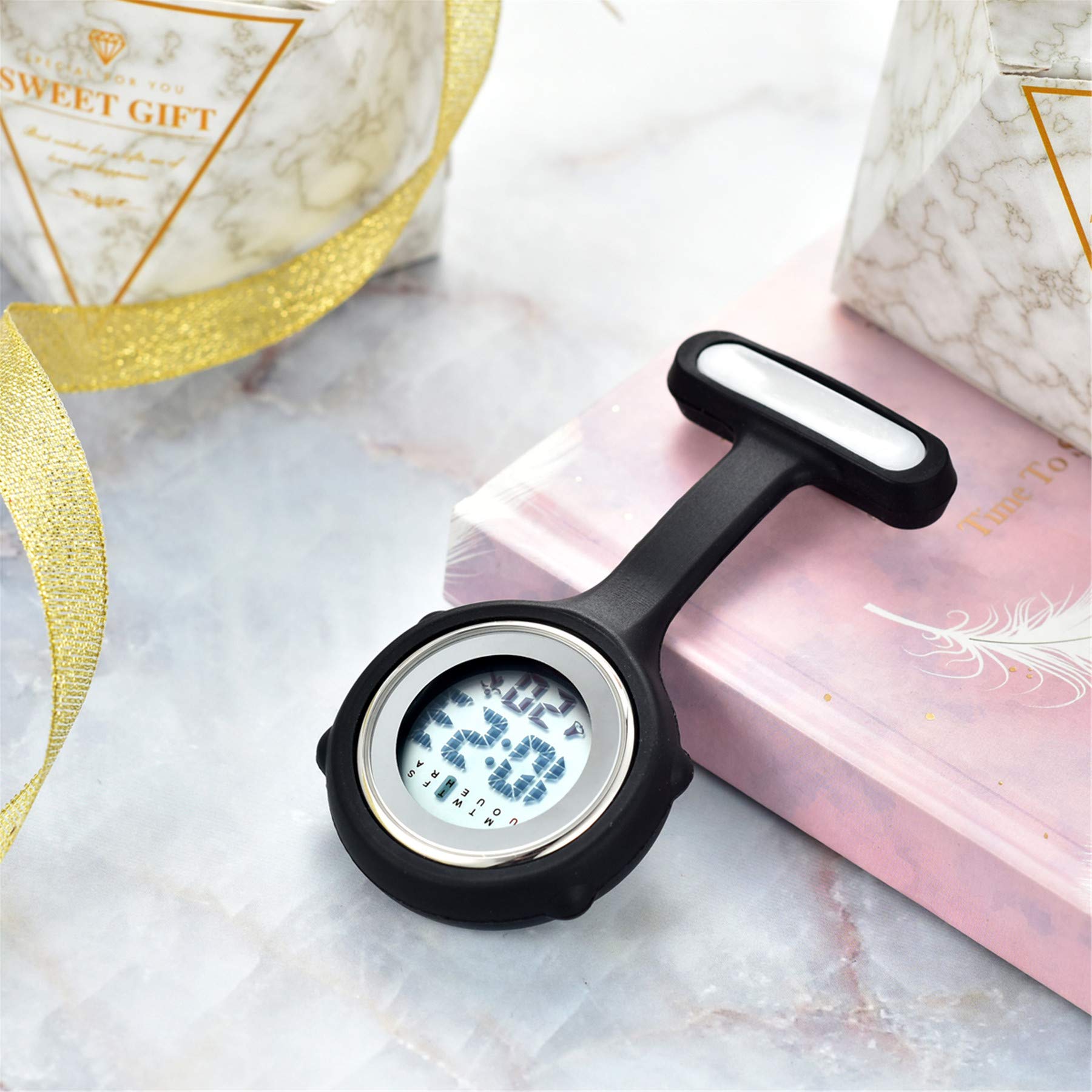 Avaner Digital Nurse Watch - Waterproof Silicone Fob Watch with Pin-on Brooch & Detachable Case - Perfect for Nurses, Doctors, Healthcare Professionals & Medical Students - Clinical, Hospital & Home Care Use