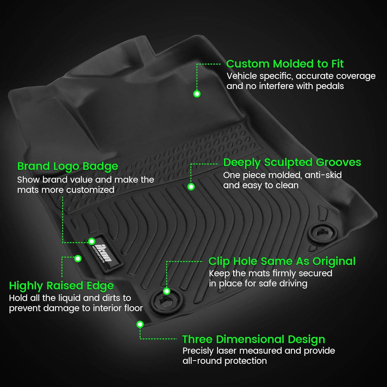 IKON 3D TPE All-Weather Floor Mats for 2016-2019 Chevrolet Cruze - Custom Fit Car Floor Liners (3-Piece Set) - Perfect for Winter Snow, Rain & Mud Protection