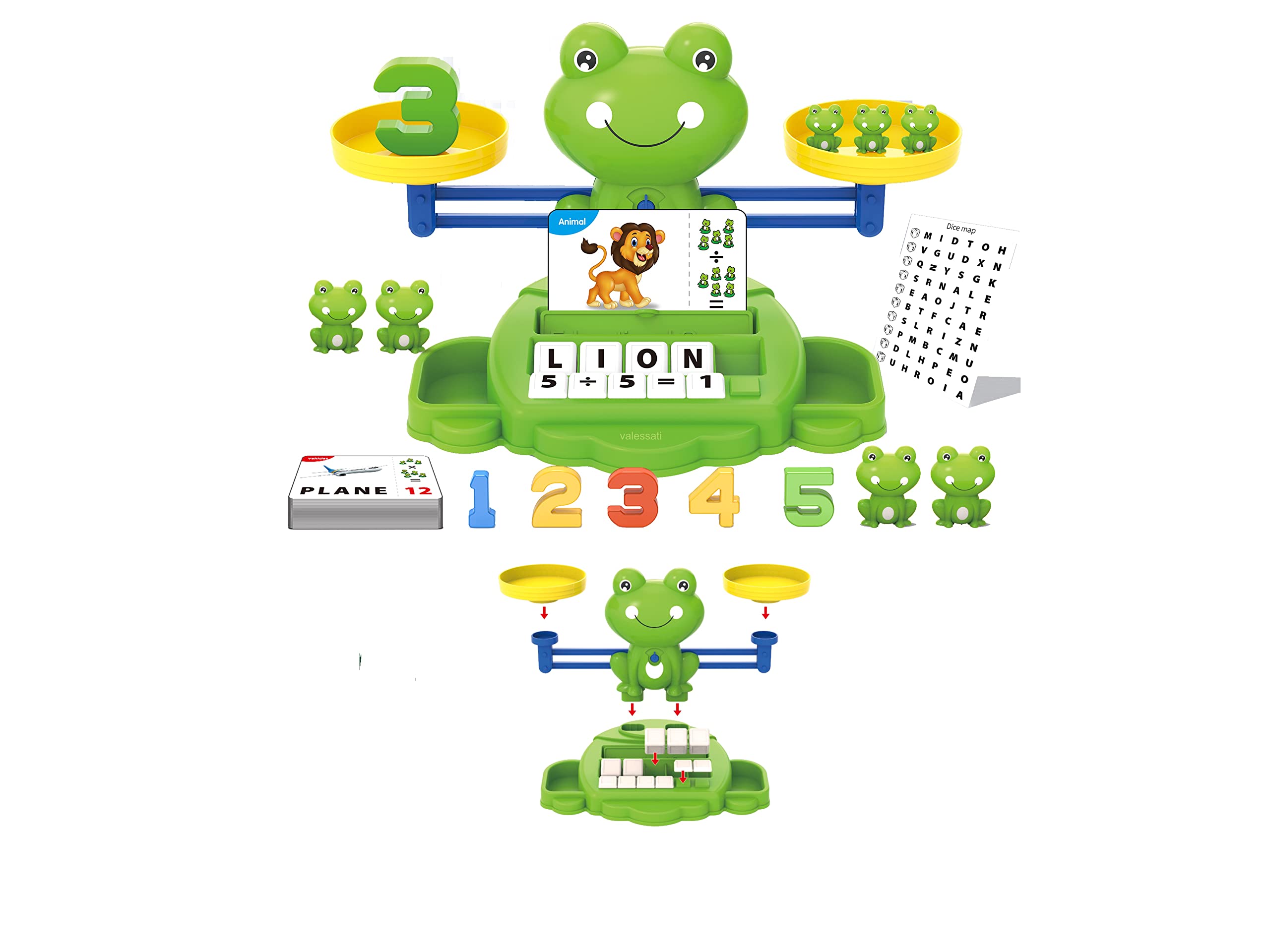Frog Balance Counting Toys - 69 pcs Math Learning Game for Kids Ages 3-5 | STEM Educational Toys for Toddlers Boys & Girls | Classroom & Homeschool Counting Activity