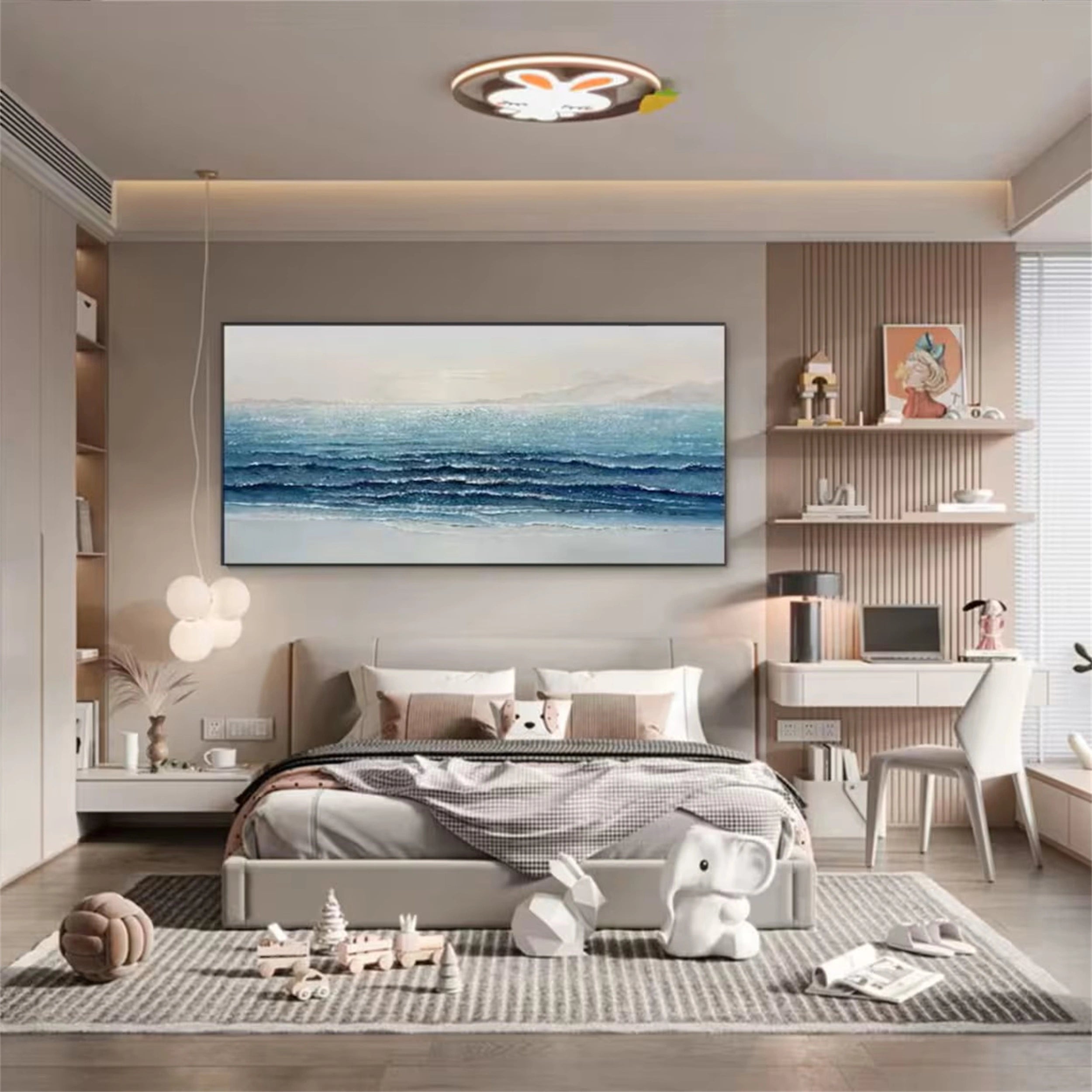 Ocean and Sky Painting #OS 068 - Handmade Seascape Wall Art for Home Decor, Office, Living Room & Bedroom