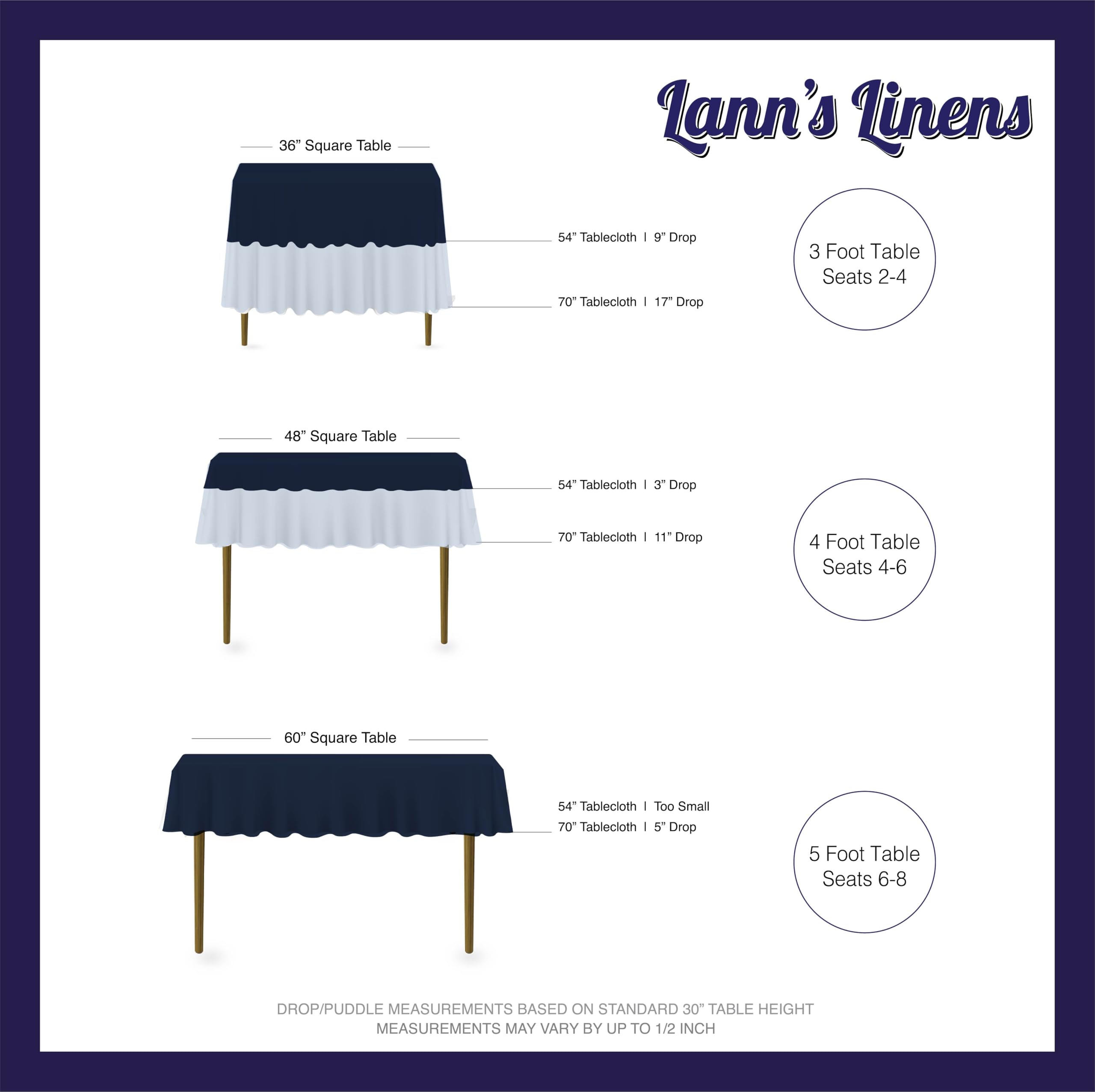 Lann's Linens - 10 Pack Premium 70x70 Inch Square Polyester Tablecloths for Wedding, Banquet, Restaurant - Wrinkle & Stain Resistant - Baby Blue - Perfect for Parties, Events, and Home Decor