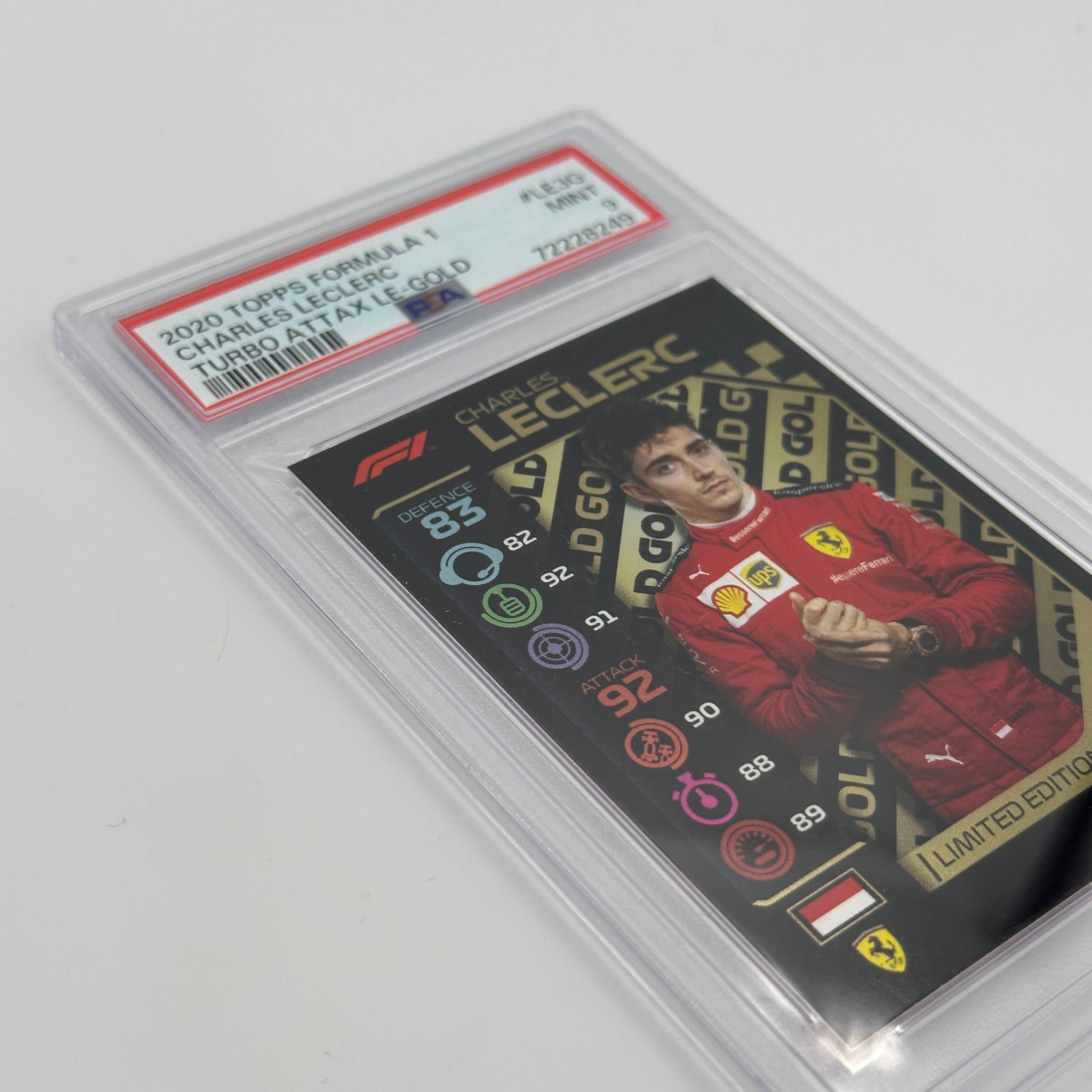 PSA 9 Graded Charles Leclerc #LE3G Limited Edition Gold Trading Card - Perfect for F1 Collectors, Sports Memorabilia Displays & Investment Collections