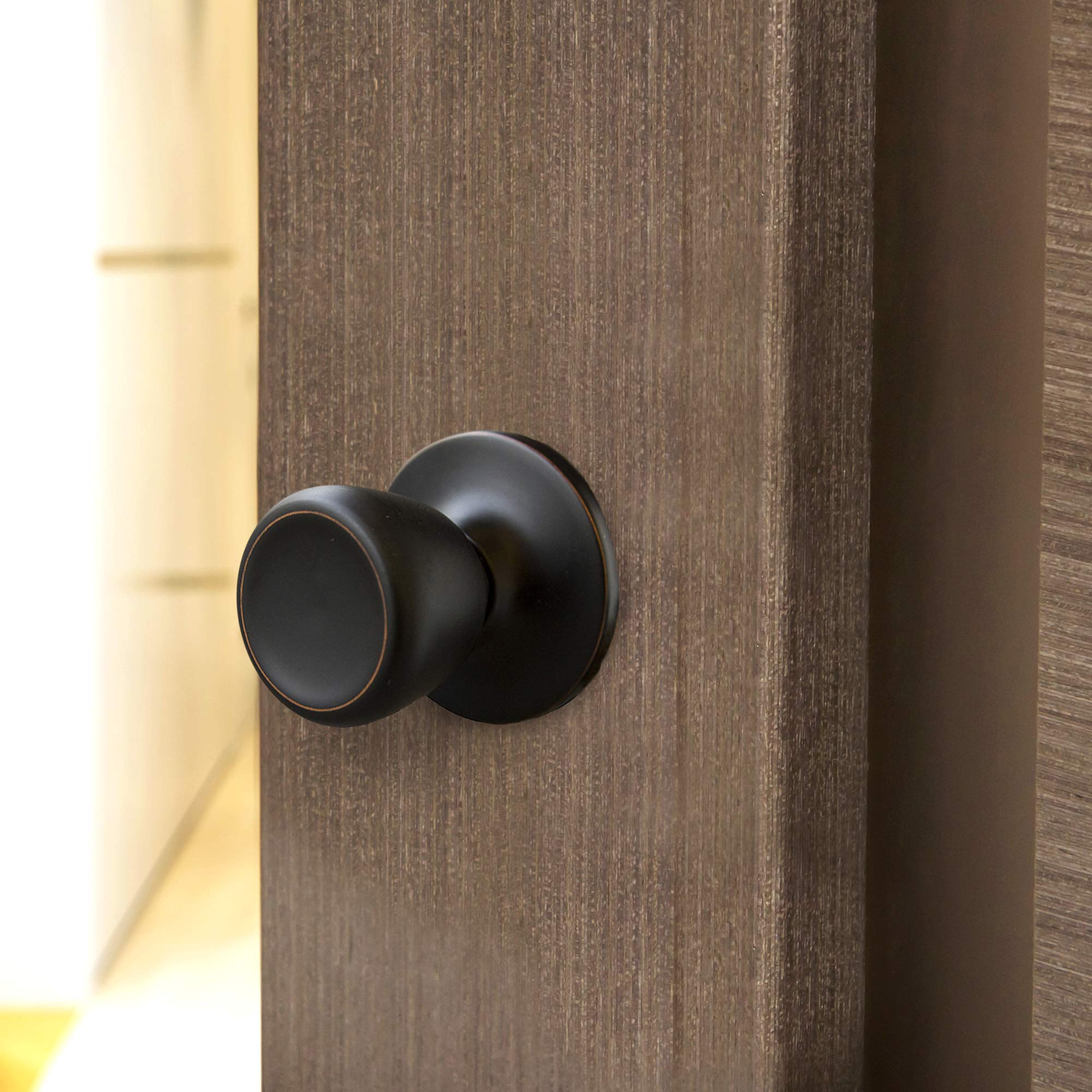 Universal Oil Rubbed Bronze Interior Door Knob Set - Round Passage & Closet Door Handles for Home Improvement (Design House 728717) - Perfect for Bedrooms, Bathrooms, and Closet Doors