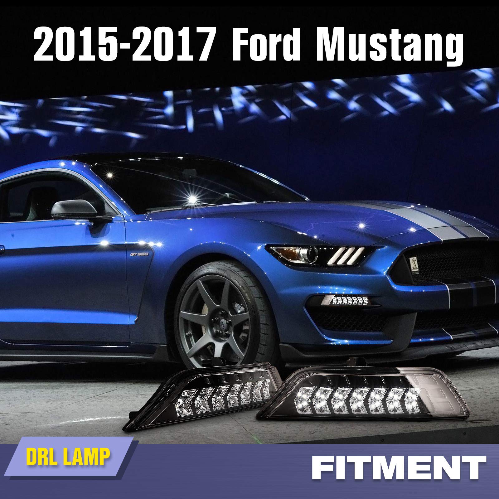 AUTOWIKI LED Turn Signal Lights for 2015-2017 Ford Mustang - Dynamic Sequential Turn Signals & DRL Lights (2PCS) - Upgrade Your Ride with Enhanced Visibility & Style