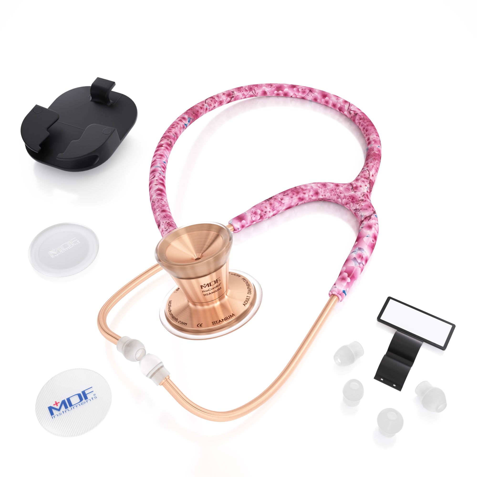 ProCardial® Titanium Cardiology Stethoscope - Premium Rose Gold & Sakura Design for Medical Professionals | Ideal for Doctors, Nurses & Healthcare Workers in Hospitals & Clinics