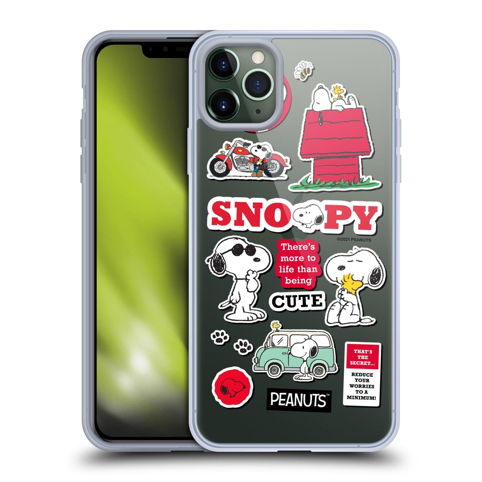 Officially Licensed Peanuts Snoopy Soft Gel Phone Case for Apple iPhone 11 Pro Max - Cute Cartoon Sticker Print Protective Cover - Perfect for Daily Use, School, Work & Gift Giving