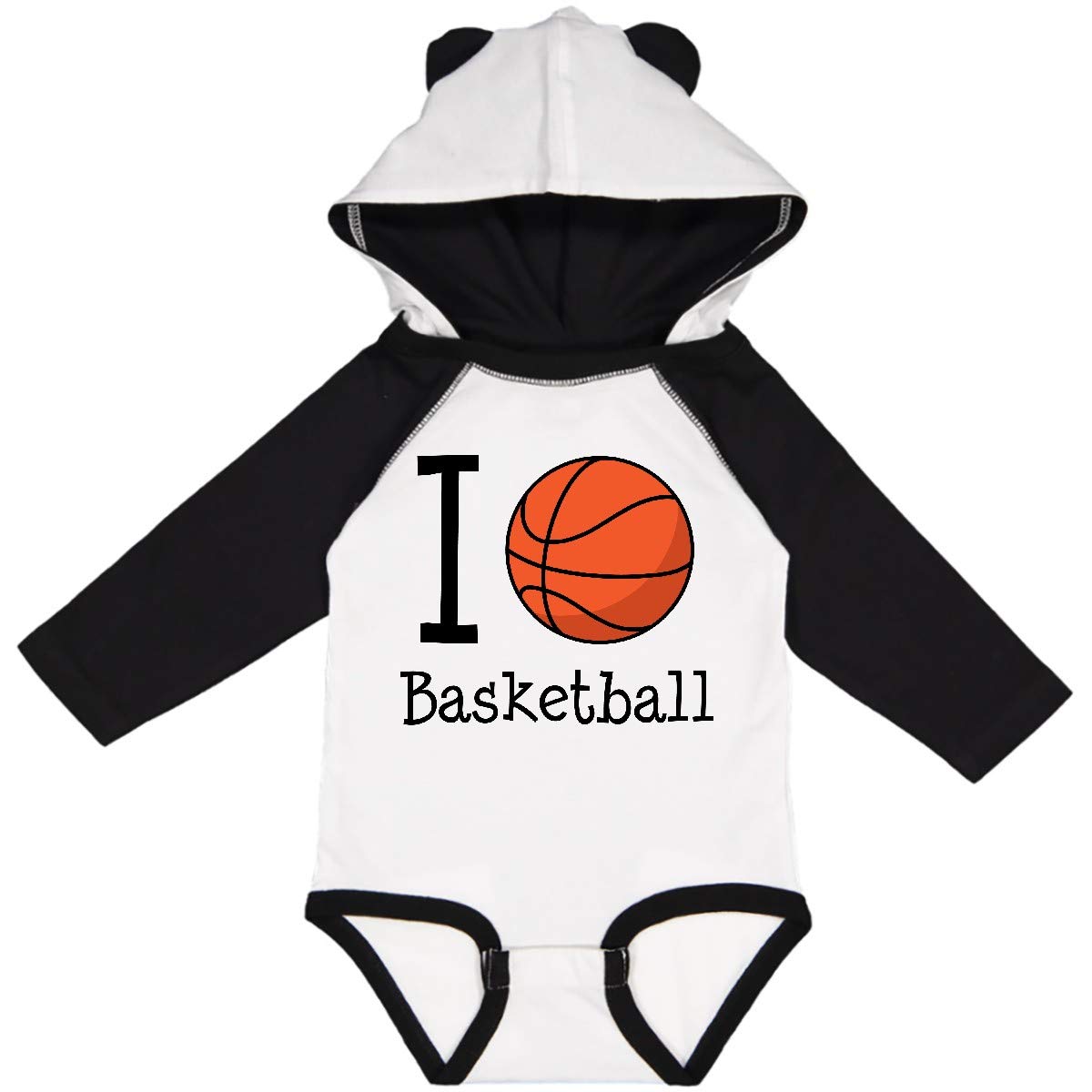 Inktastic I Heart Basketball Long Sleeve Baby Bodysuit - Soft Cotton Infant Onesie for Basketball Fans, Game Day Outfit, Sports-Themed Baby Shower Gift