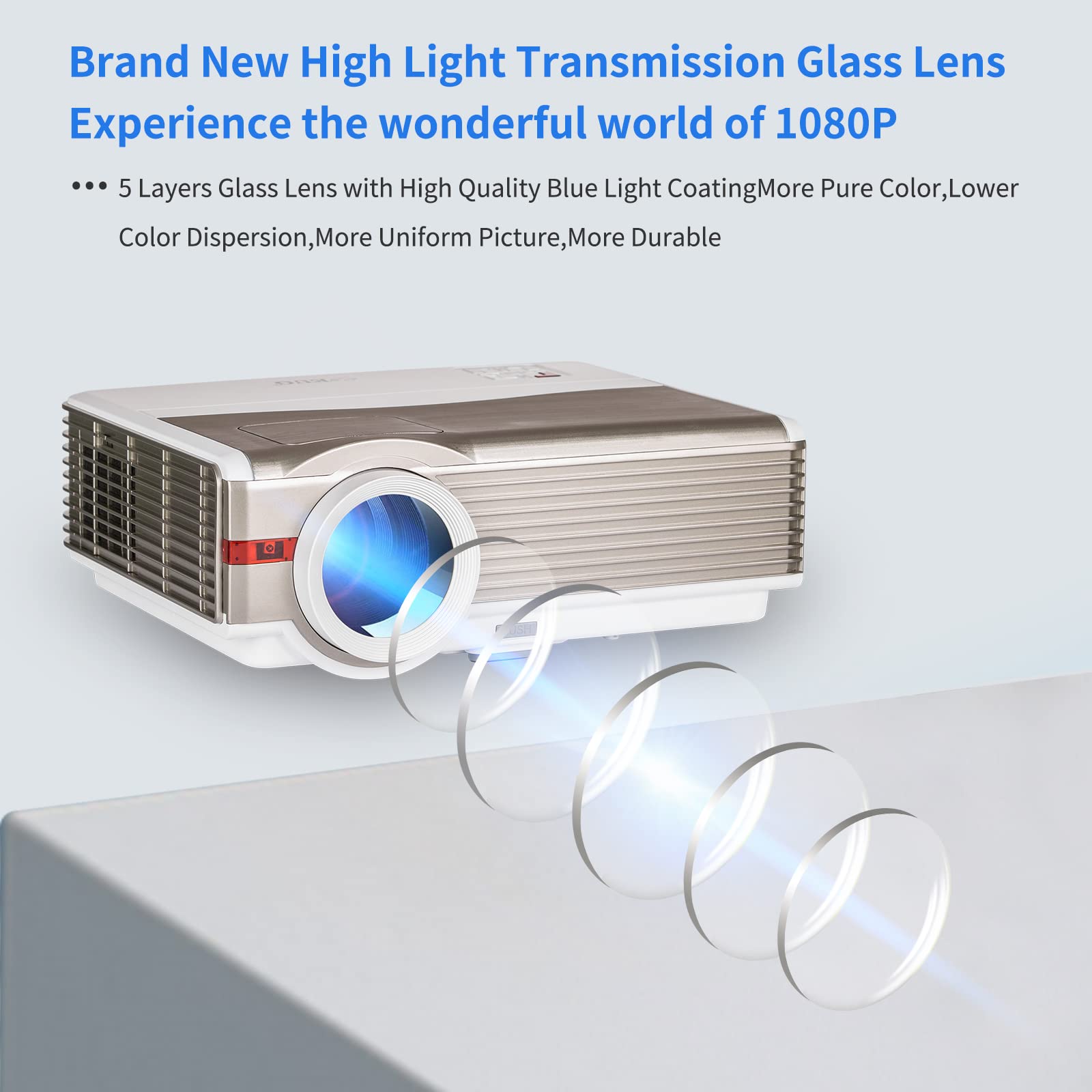 1080P LED Projector 9000 Lumens - 200 Inch Home Theater & Outdoor Movie Projector for Gaming, Digital Zoom, Ceiling Mount | HDMI/USB/AV Compatible with Smartphone, Tablet, Laptop, DVD, TV Stick & PS5 | Perfect for Backyard Movies, Gaming Nights & Home Theater Setup