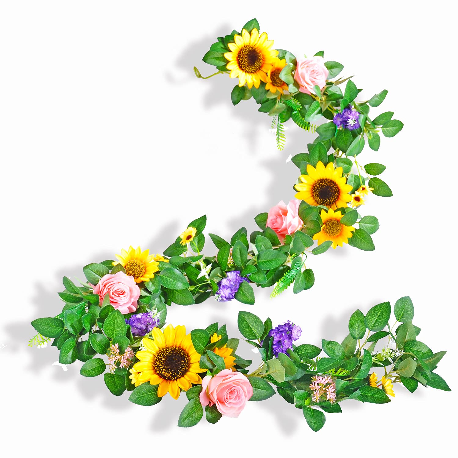 Naidiler Boho Flower Garland - Artificial Rose & Sunflower Vine for Wedding Arch, Birthday Decor, Sweetheart Table, Spring Mantle - Perfect for Boho Weddings, Bridal Showers & Home Decor