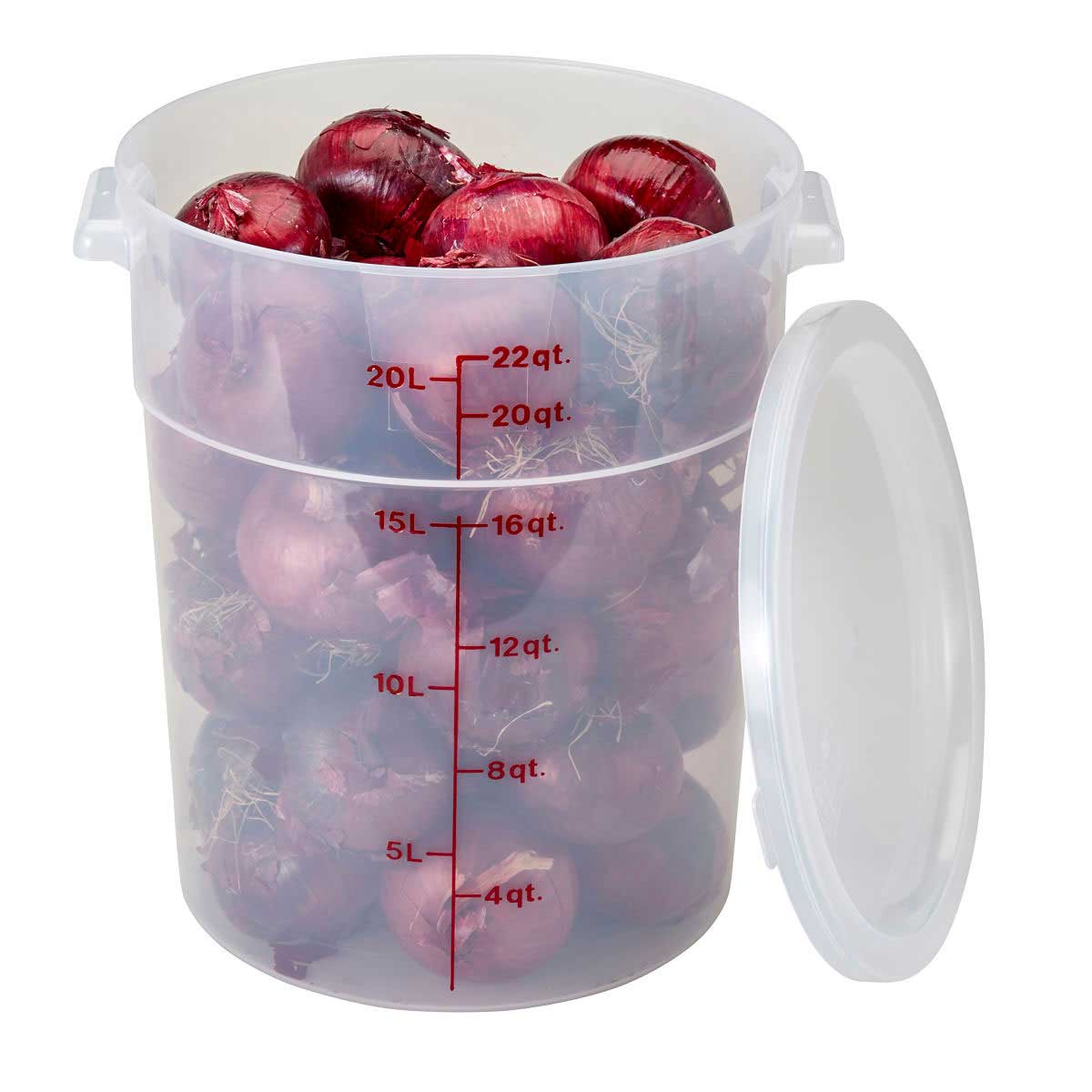 Cambro RFS22PP190 22-Quart Round Food Storage Container - BPA-Free Translucent Plastic for Kitchen, Restaurant & Meal Prep - Ideal for Bulk Food Storage, Dough Rising & Leftovers