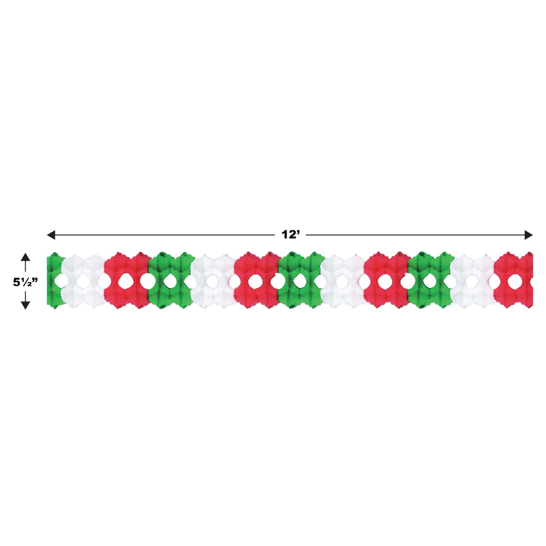 12 Pack Beistle Fiesta Arcade Garland - Red, White & Green Party Decorations for Cinco de Mayo, Birthday & Carnival Celebrations
