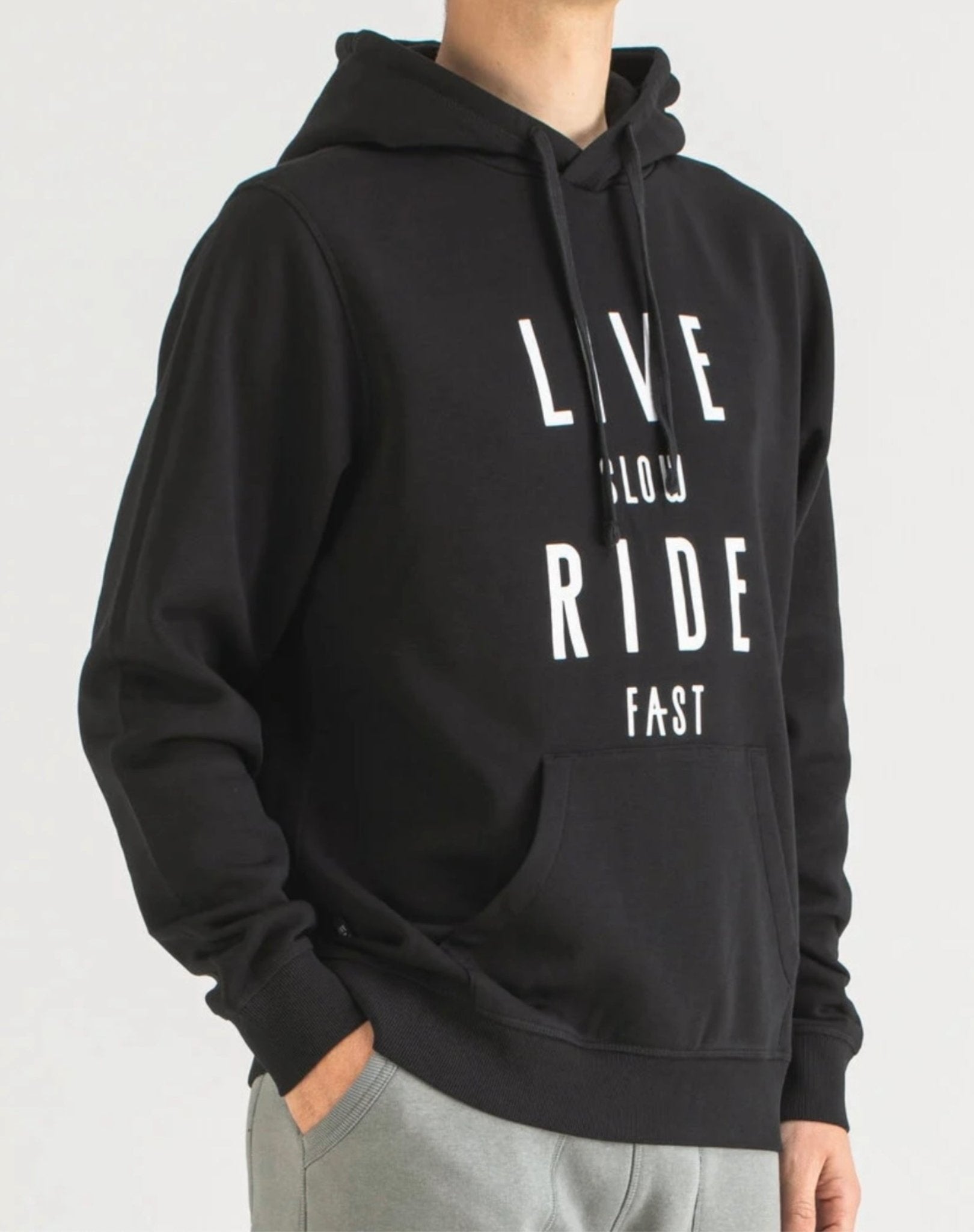 Live Slow Ride Fast Hooded Sweatshirt - Cozy Pullover for Men & Women | Perfect for Motorcycle Riders, Casual Outfits & Outdoor Adventures
