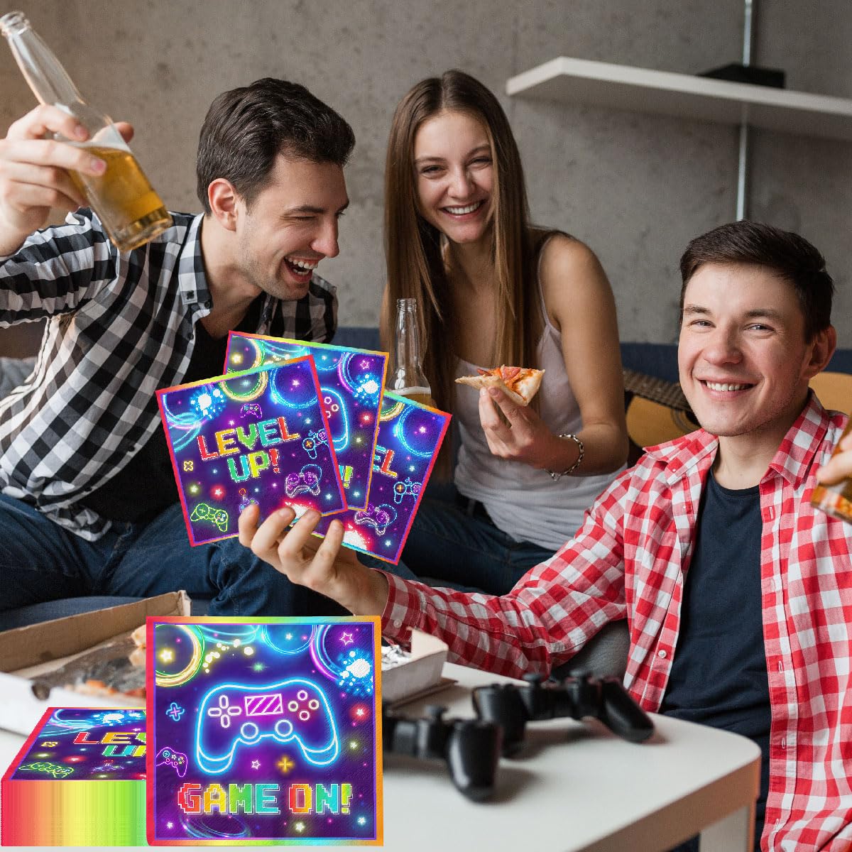 40pcs Video Game Party Napkins - Disposable Neon Gaming Party Supplies for Kids, Boys & Girls | Perfect for Gamer Theme Birthday Parties, Game Nights & Esports Events