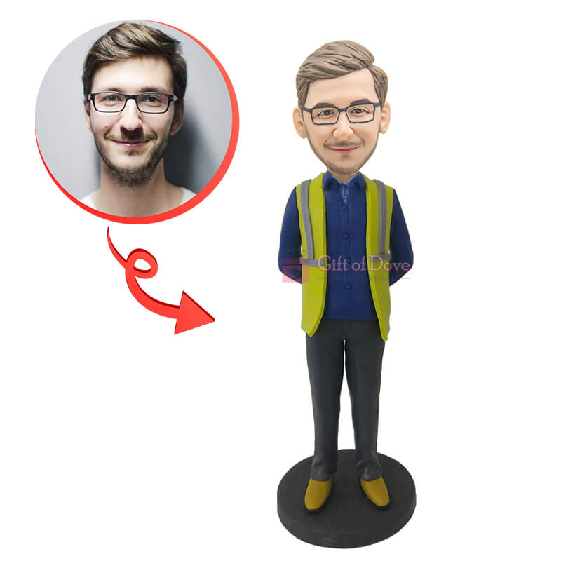 Custom Construction Worker Bobblehead - Personalized Construction Worker Figurine for Office Desk, Gifts & Collectibles - Perfect for Construction Workers, Builders & DIY Enthusiasts