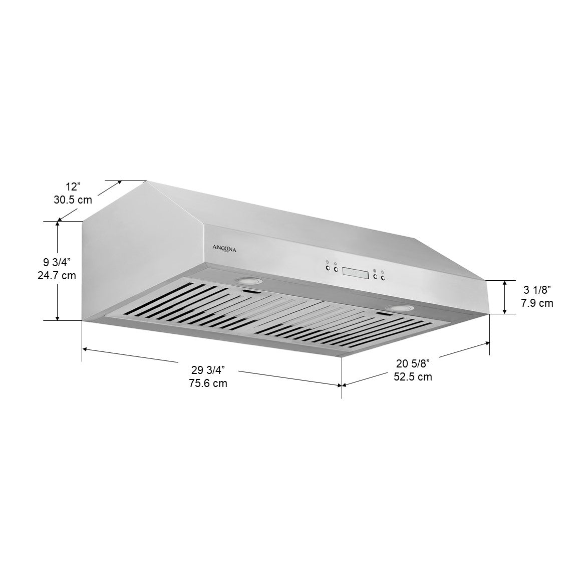 UCC630 Under Cabinet Range Hood - Powerful 600 CFM Stainless Steel Kitchen Vent Hood with LED Lights for Smoke & Odor Removal - Perfect for Home Kitchens, Apartments, and Small Spaces