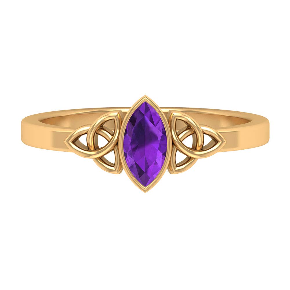 1/2 CT Natural Amethyst Ring for Women - 3.50X7.00 MM Marquise Cut Solitaire Ring in 14K Solid Gold, February Birthstone Jewelry, Celtic Inspired Amethyst Ring | Perfect for Valentine's Day, Anniversary Gifts & Special Occasions