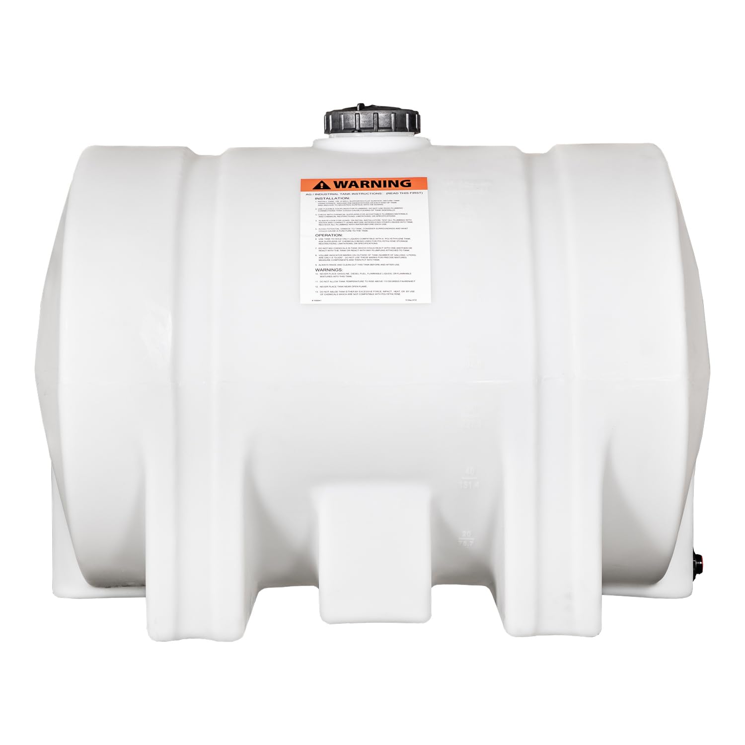 35 Gallon Horizontal Polyethylene Water Tank With Legs - Made in USA, Rust & Corrosion Proof Poly Tank for Water & Non-Flammable Liquids - Perfect for Agriculture, RV, Off-Grid & Emergency Water Storage