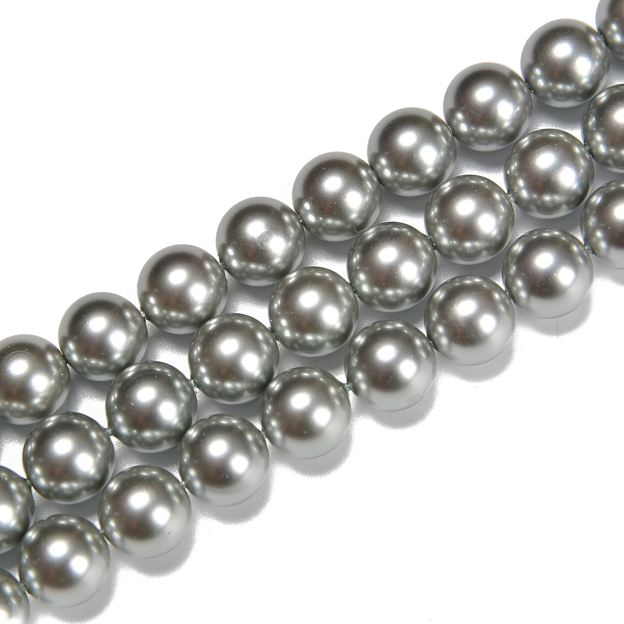 Blue Gray Shell Pearl Smooth Round Beads - 4mm 6mm 8mm 10mm Sizes - 15.5 Inch Strand for Jewelry Making, DIY Crafts, Necklaces & Bracelets