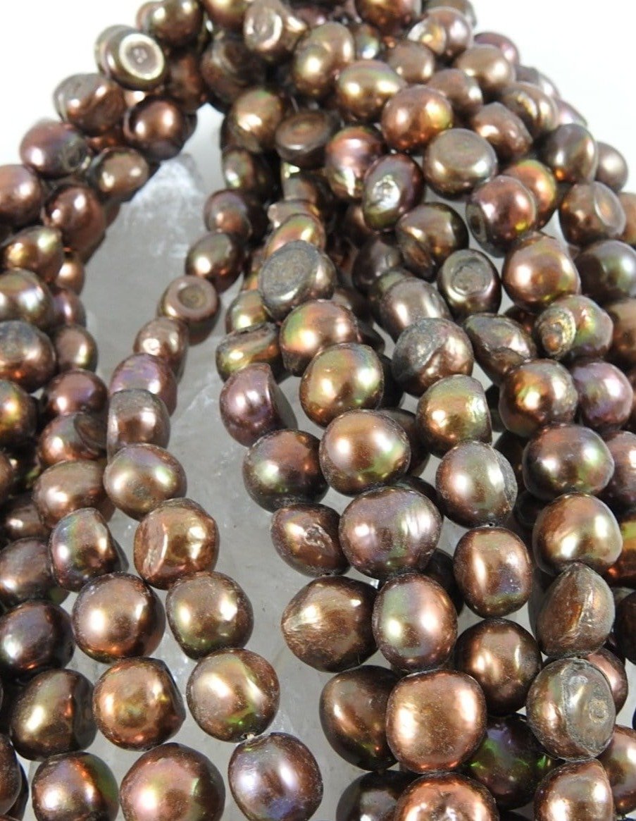 Natural Bronze Freshwater Pearl Beads Strand - 16 Inch DIY Jewelry Making Supplies for Necklaces, Bracelets & Earrings | Perfect for Bridal, Wedding & Boho Fashion Accessories