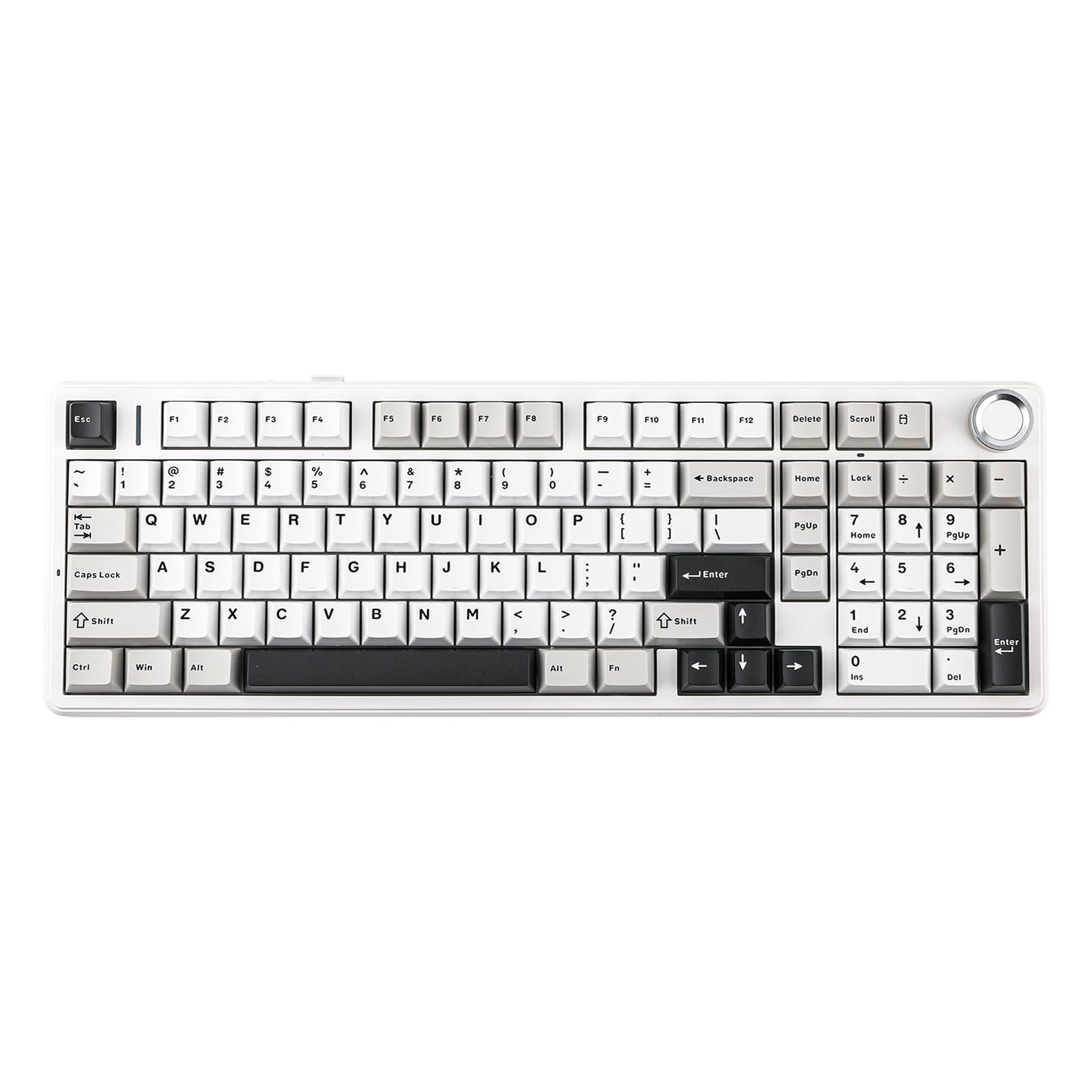 Aula F99 PRO 96% Wireless Mechanical Gaming Keyboard - Bluetooth 5.0/USB-C/2.4GHz Tri-Mode, Hot-Swappable Gasket Mount, 8000mAh Battery, RGB Backlit, Rotary Knob for Windows/Mac (White Grey) - Perfect for Gaming, Office Work & Typing Enthusiasts