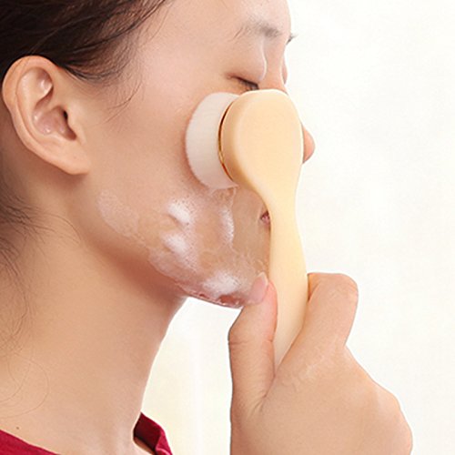 Pink Soft Mild Fiber Exfoliating Facial Brush - Deep Cleansing Face Wash & Pore Care Brush Head - Gentle Massager for Daily Skincare Routine & Spa-Like Experience at Home
