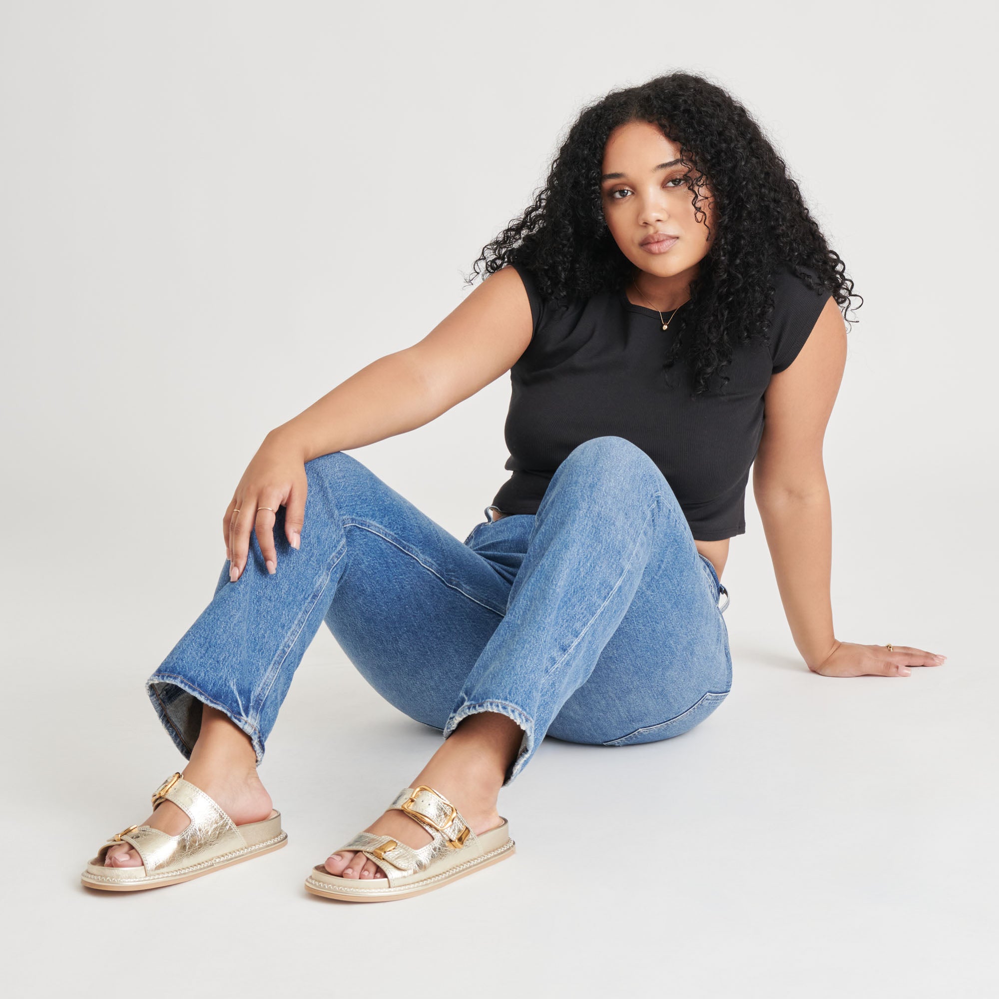 SEVANA Women's Light Gold Distressed Leather Sandals - Comfortable Casual Summer Shoes for Beach, Travel & Everyday Wear