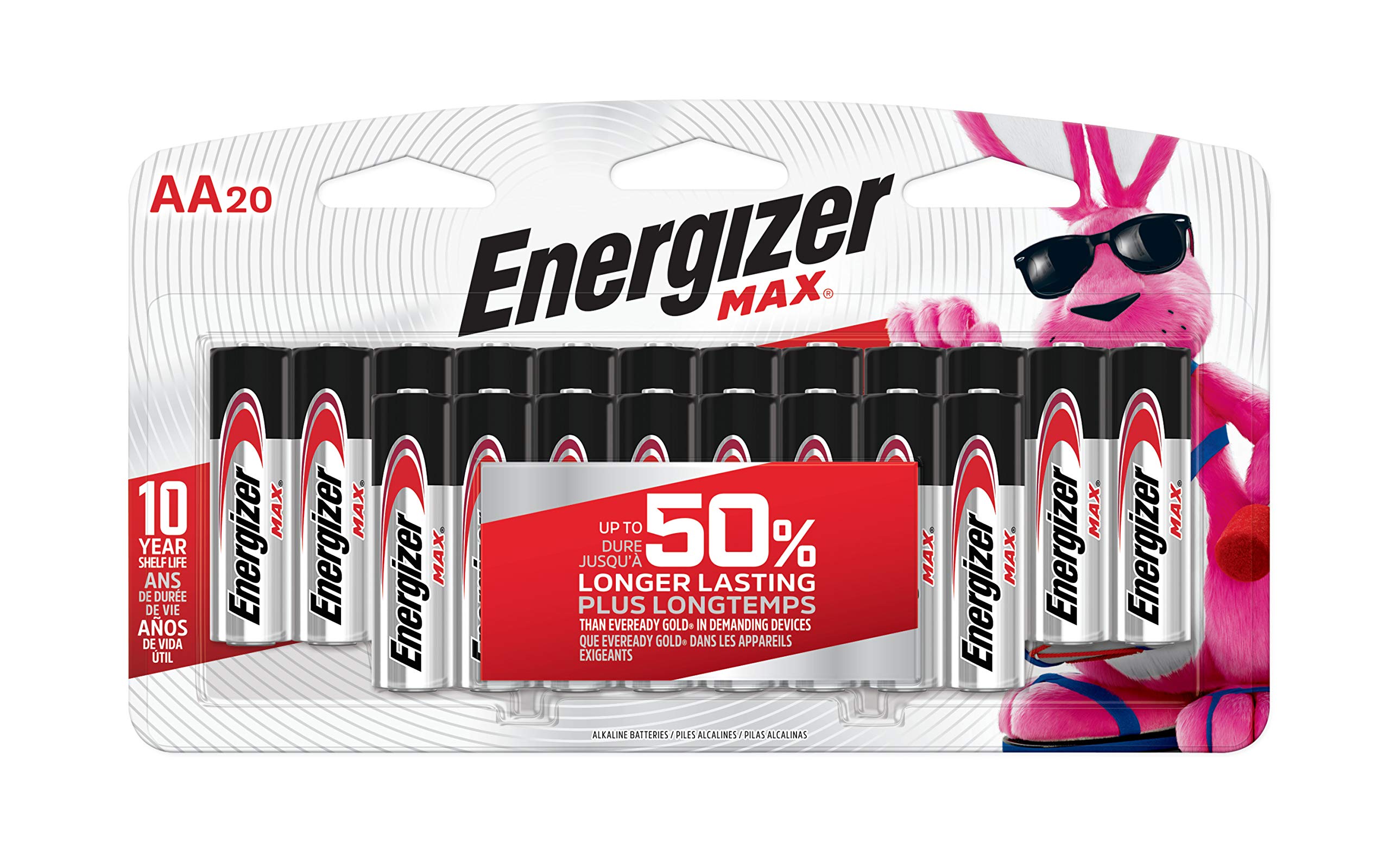 Energizer AA Alkaline Batteries - 20 Pack | Long-Lasting Power for Toys, Flashlights, Remote Controls & More