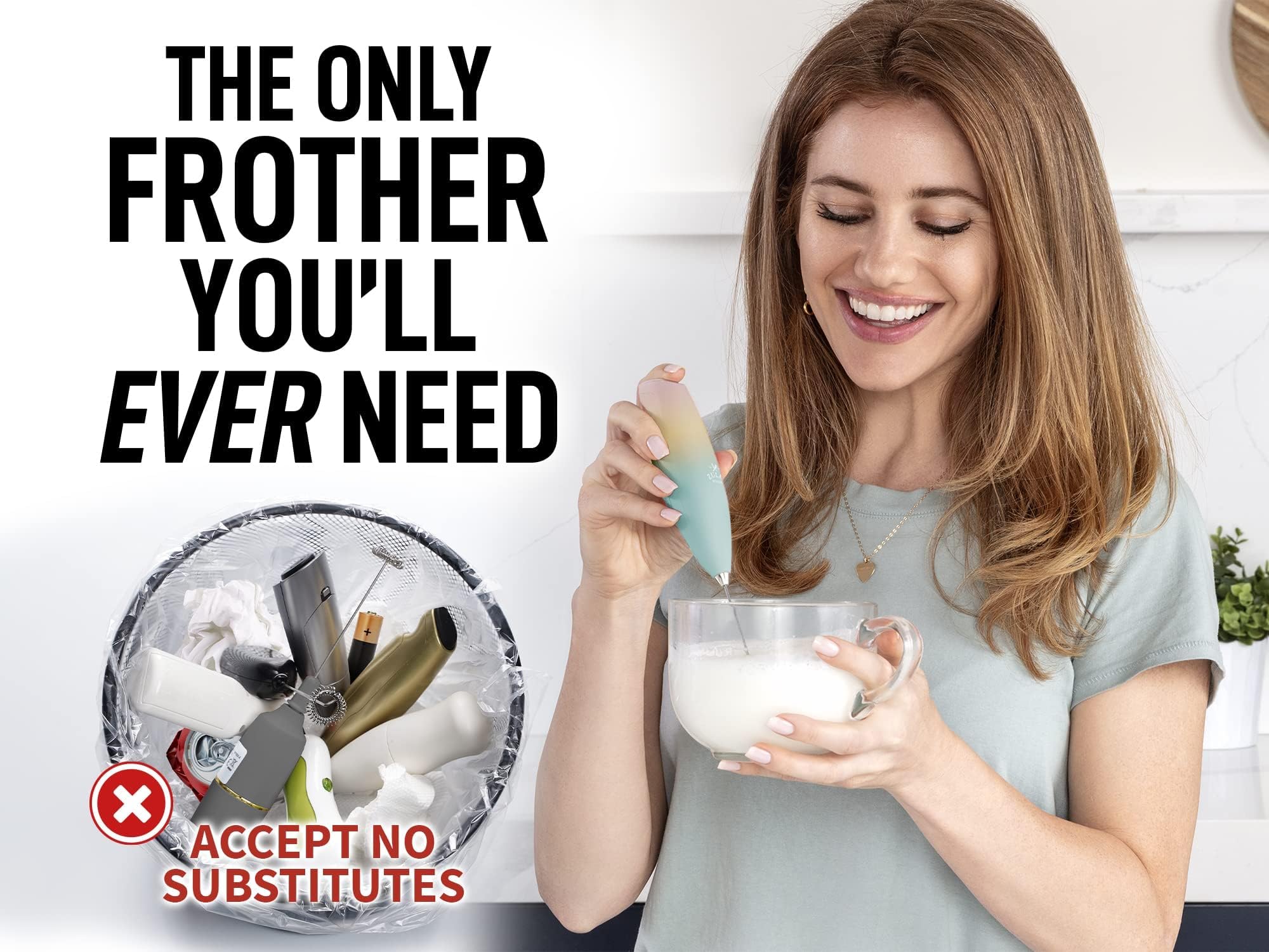 Premium Handheld Milk Frother with Upgraded Titanium Motor - Electric Whisk for Coffee, Latte, Cappuccino, Matcha & Hot Chocolate - Perfect for Home, Office & Café Use