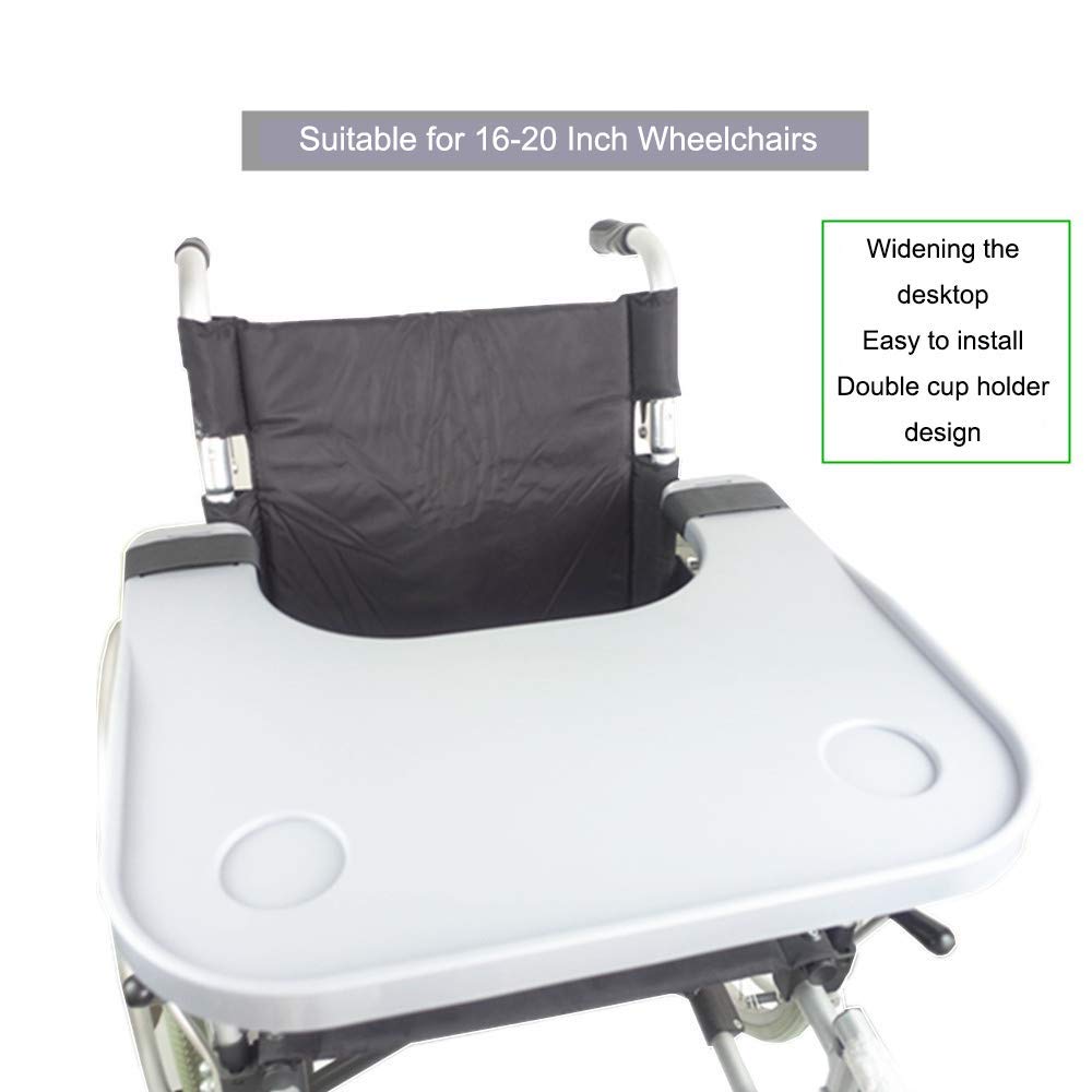Universal Wheelchair Lap Tray with Cup Holder - Adjustable 52-58cm (16-20 Inch) Fits Manual & Electric Wheelchairs - Portable Medical Table for Adults & Kids - Perfect for Meals, Reading, and Laptop Use