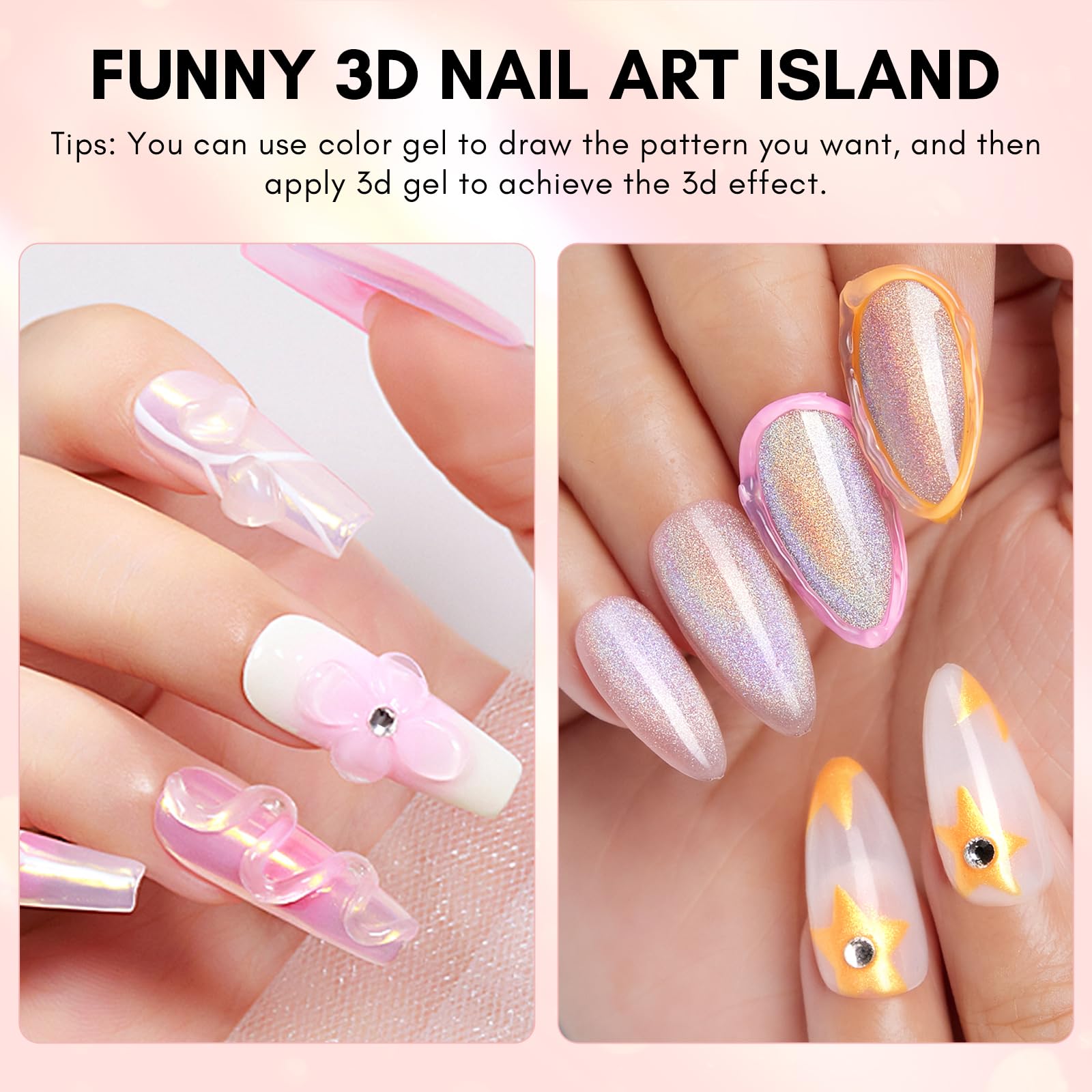 Makartt Professional Nail Rhinestone Glue & 3D Nail Gel Kit - Super Strong Nail Art Adhesive for 3D Sculpting, Drawing, Molding & Embossed Nail Decoration | DIY Manicure & Nail Art Design | Perfect for Salon, Home Use & Special Occasions
