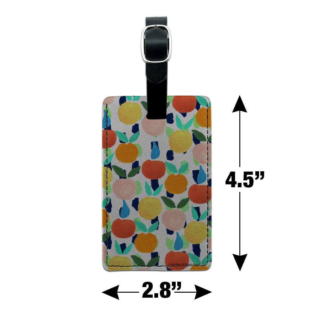 Vibrant Citrus Tropical Fruits Design Leather Luggage Tag - Durable Rectangle ID Card Holder for Travel Bags, Suitcases & Backpacks - Perfect for Vacation, Business Trips & Personalized Identification