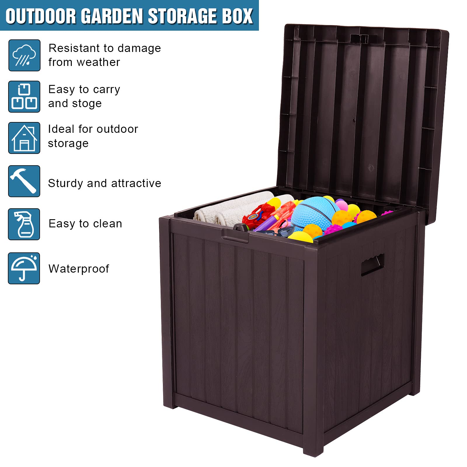 51 Gallon (195 Liter) Outdoor Plastic Storage Deck Box - Waterproof Garden Tool Organizer for Cushions, Charcoal, Firewood & Gardening Equipment | Perfect for Patio, Backyard & Poolside Storage