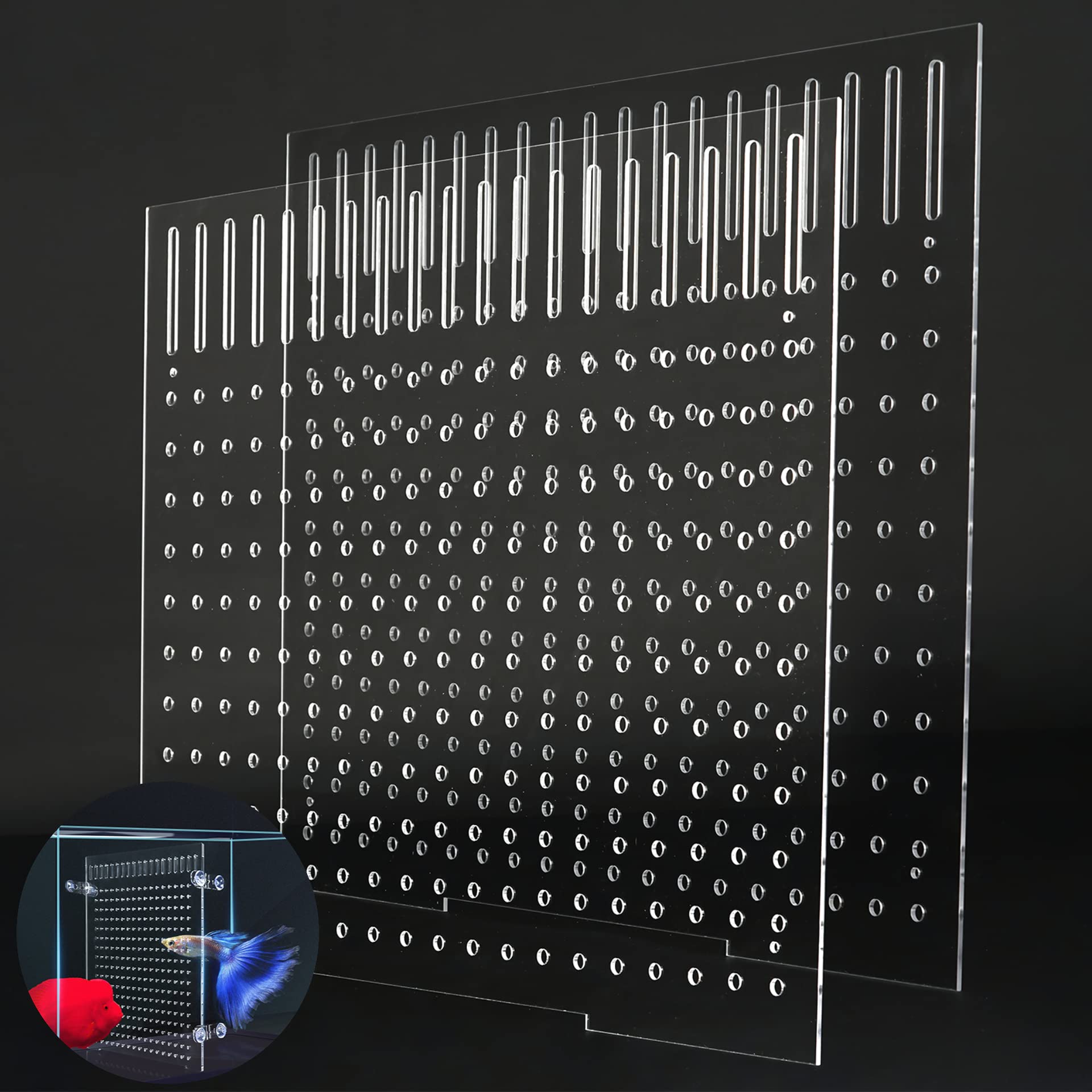 2pcs Acrylic Fish Tank Dividers with Suction Cups - 15.74