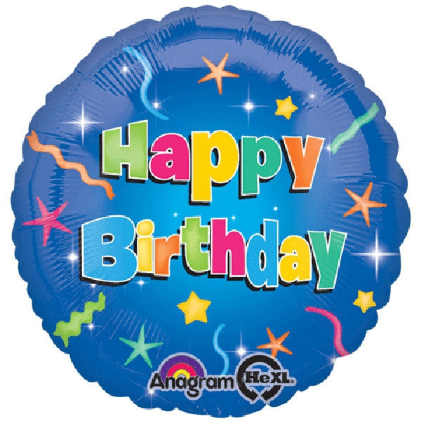 45cm Standard HX Happy Birthday Stars Balloon - Perfect for Birthday Parties, Baby Showers & Celebrations